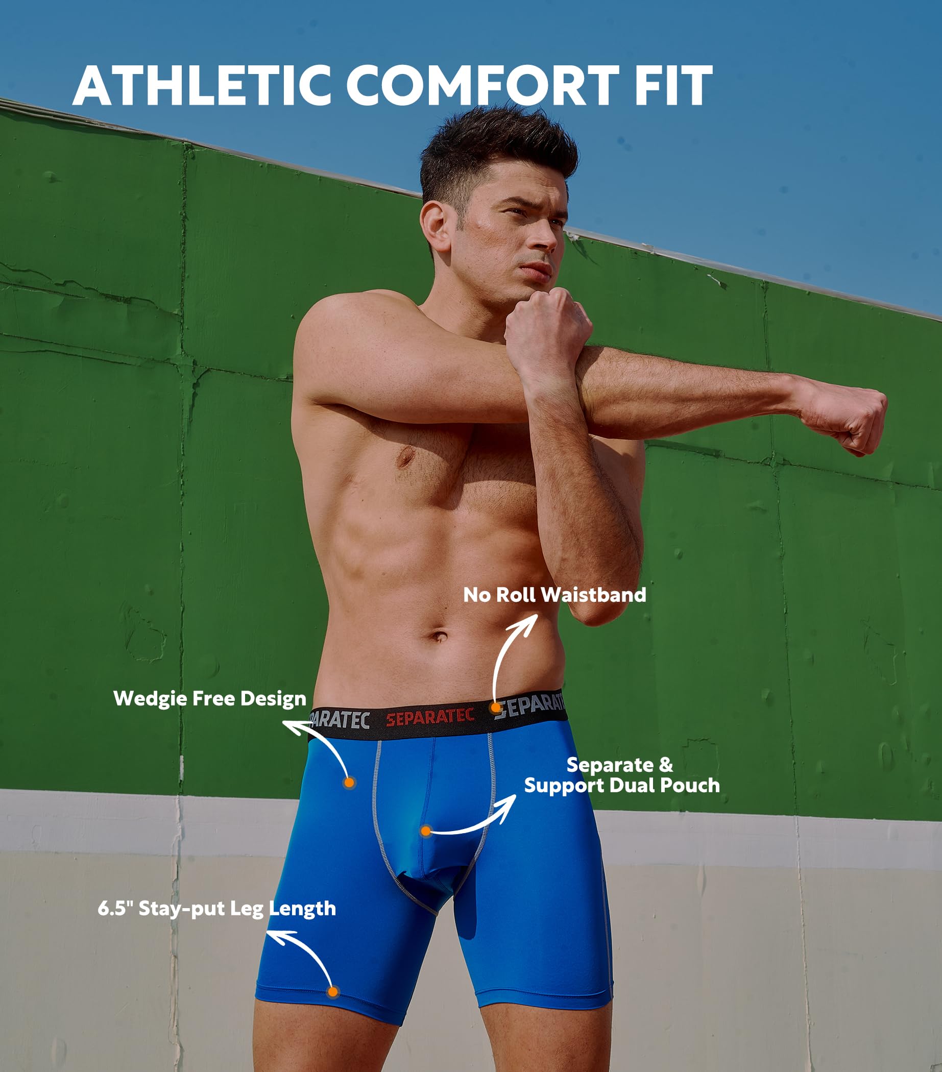 Separatec Men's Underwear with Pouch Support - Anti-Chafing Athletic Boxer Briefs 3 Pack for Sports & Daily Comfort - Ideal for Running, Gym Workouts & Active Lifestyle