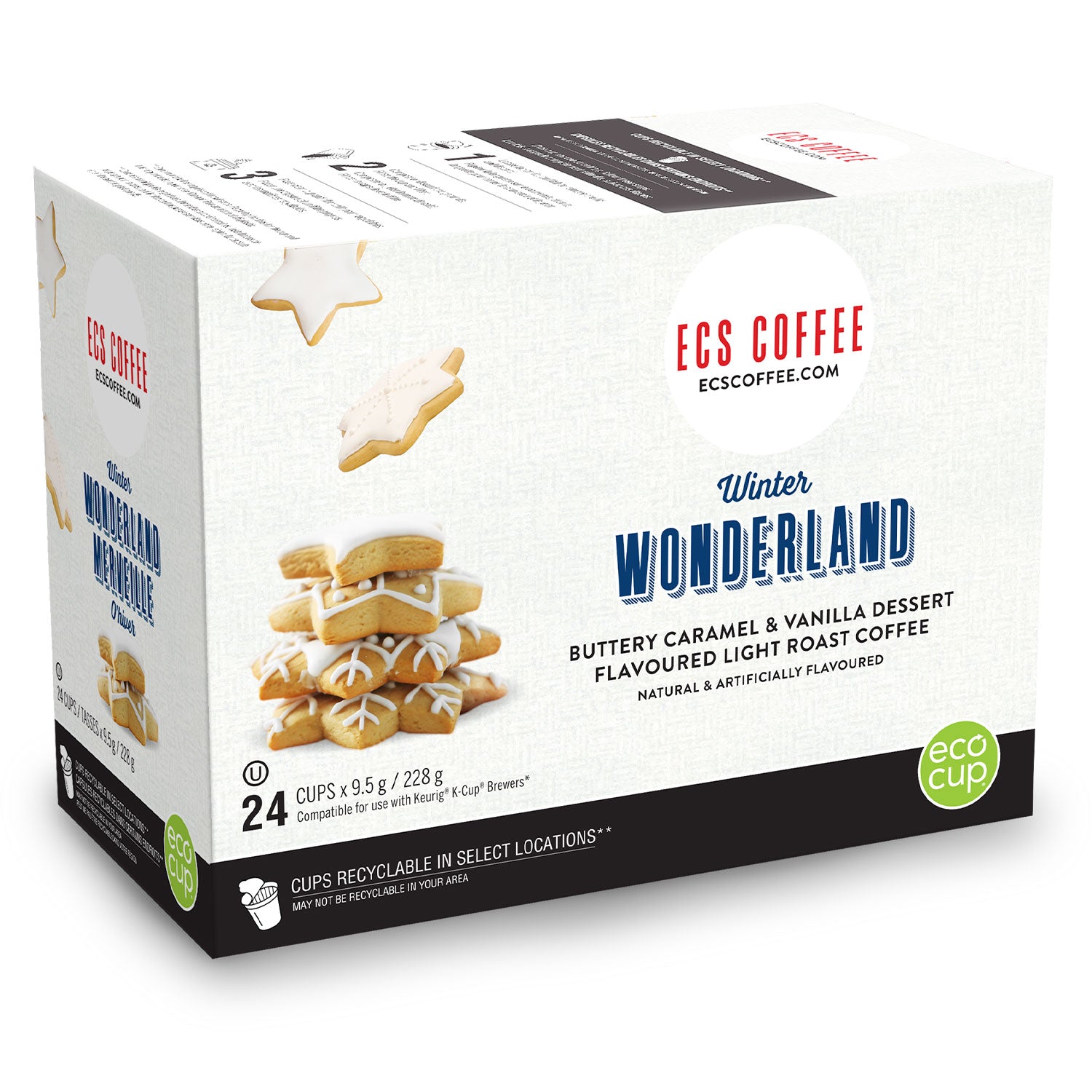 ECS Coffee Winter Wonderland Single Serve Coffee Pods - 24 Pack | Perfect for Keurig Machines, Office Use & Holiday Gifting