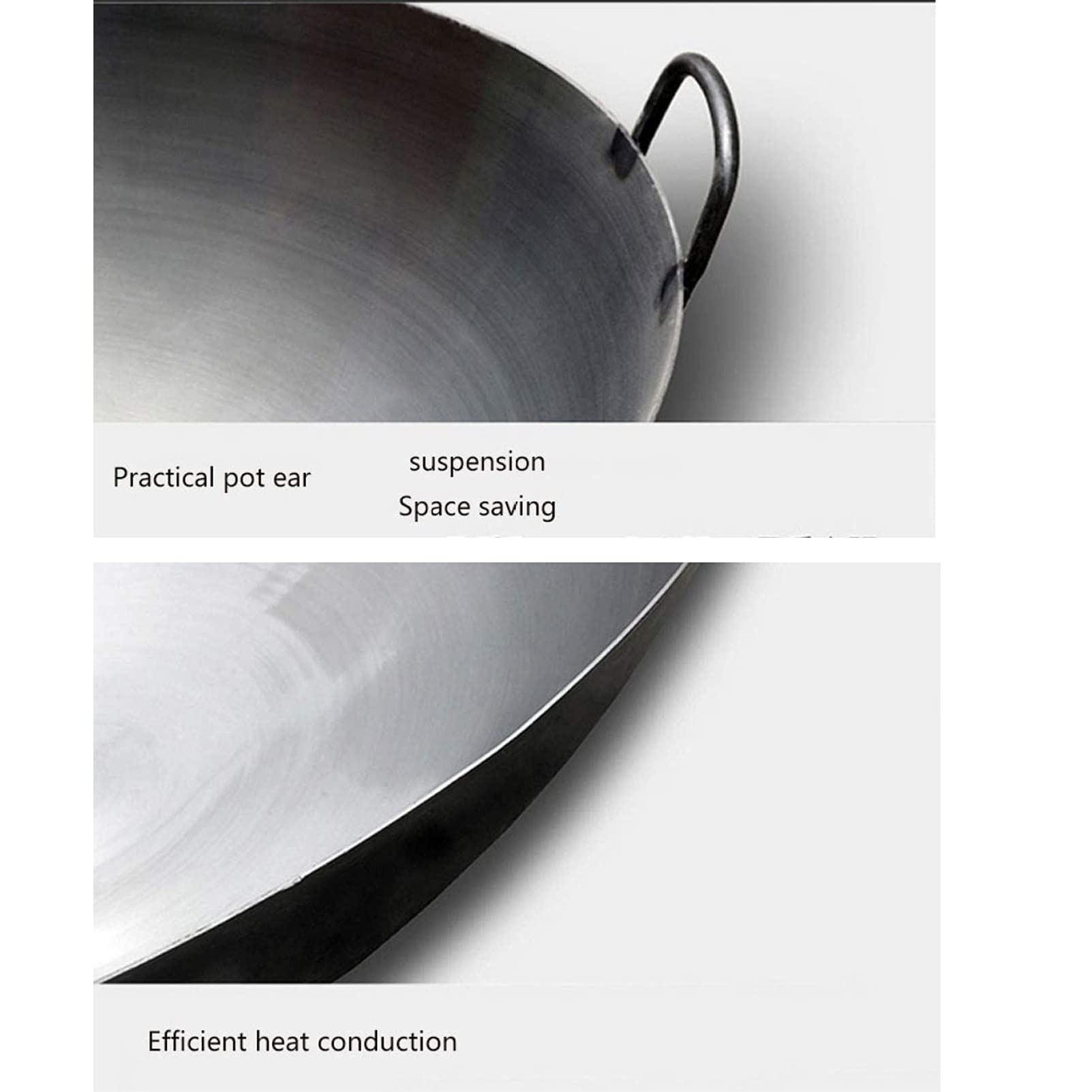 Authentic Pre-Seasoned Chinese Cast Iron Wok Pan - 19.7 Inch Large Deep Stir Fry Pan with Dual Handles - Professional Restaurant-Grade Carbon Steel Wok for High Heat Cooking - Perfect for Stir Frying, Deep Frying, Sautéing & Asian Cuisine