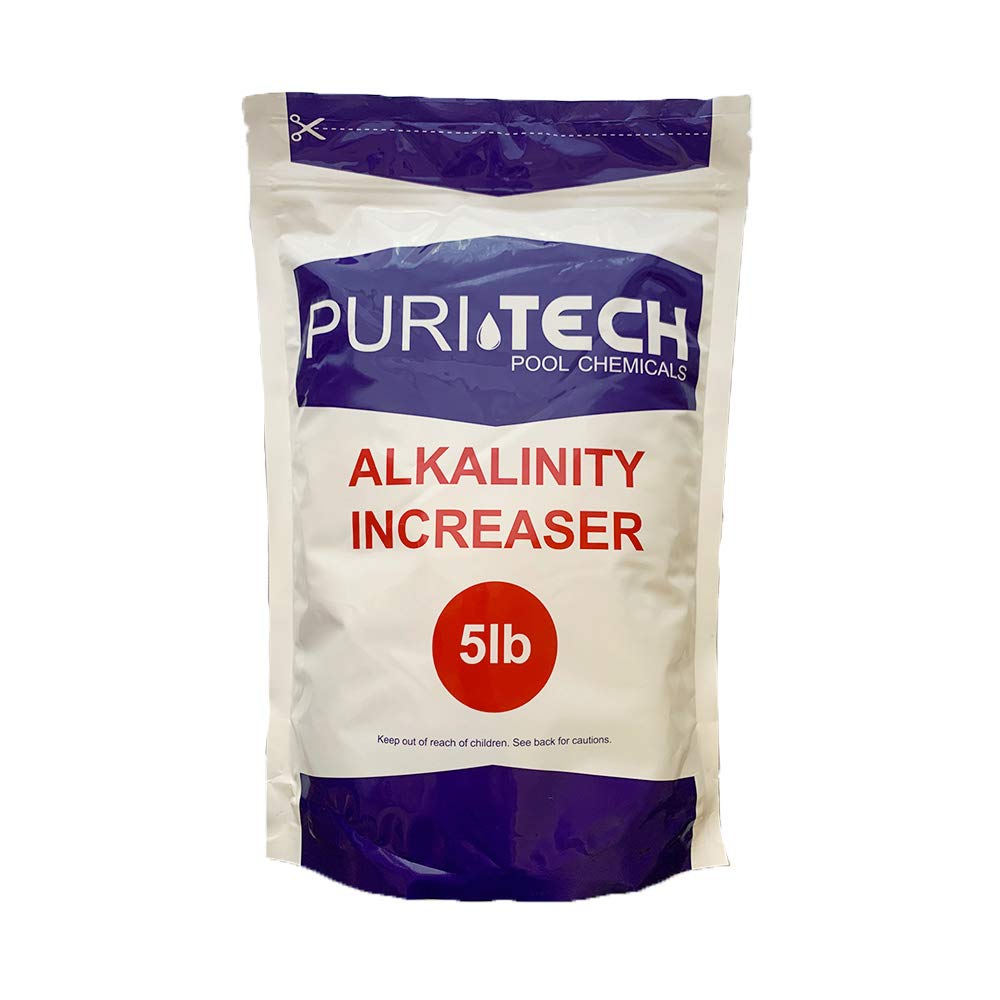 **Puri Tech 5 lb Total Alkalinity Increaser for Swimming Pools – Prevents Cloudy Water & Scaling – Ideal for Pool Maintenance & Water Balance**    (场景: **Perfect for maintaining crystal-clear pool water, balancing pH levels, and protecting pool equipment from scale buildup.**)