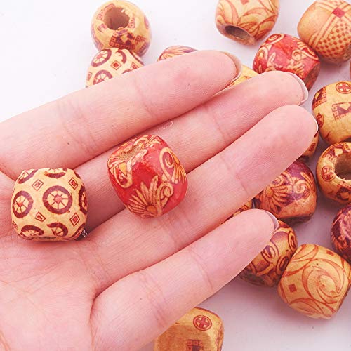 200pcs Assorted Painted Drum Round Wood Beads for Jewelry Making - 0.6inch Diameter with 0.3inch Hole - DIY Bracelet, Necklace & Craft Supplies - Perfect for Handmade Jewelry, Home Decor & Gift Making