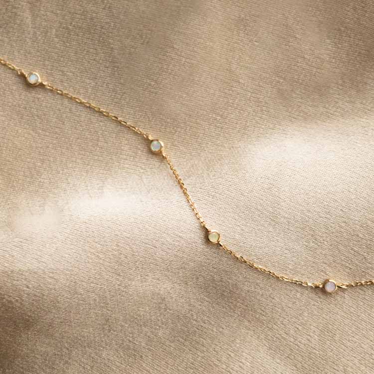 Solid Gold Everyday Opal Bracelet for Women - Dainty & Elegant Jewelry Gift for Birthday, Anniversary - Perfect for Casual Wear & Special Occasions