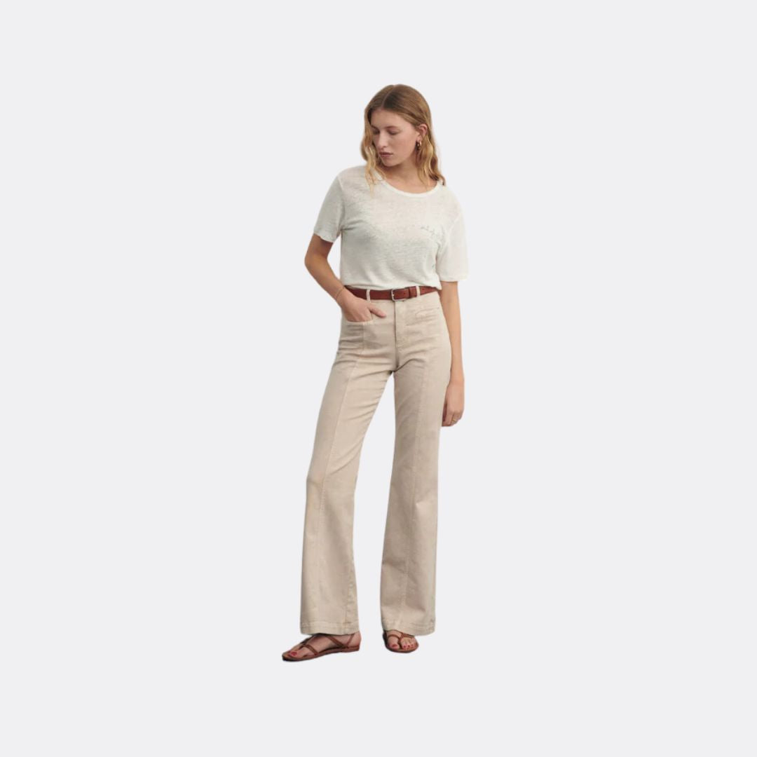 Out of Office Linen Villiers T-Shirt - Breathable Summer Casual Tee for Men & Women | Perfect for Beach, Vacation & Relaxation (Off White)