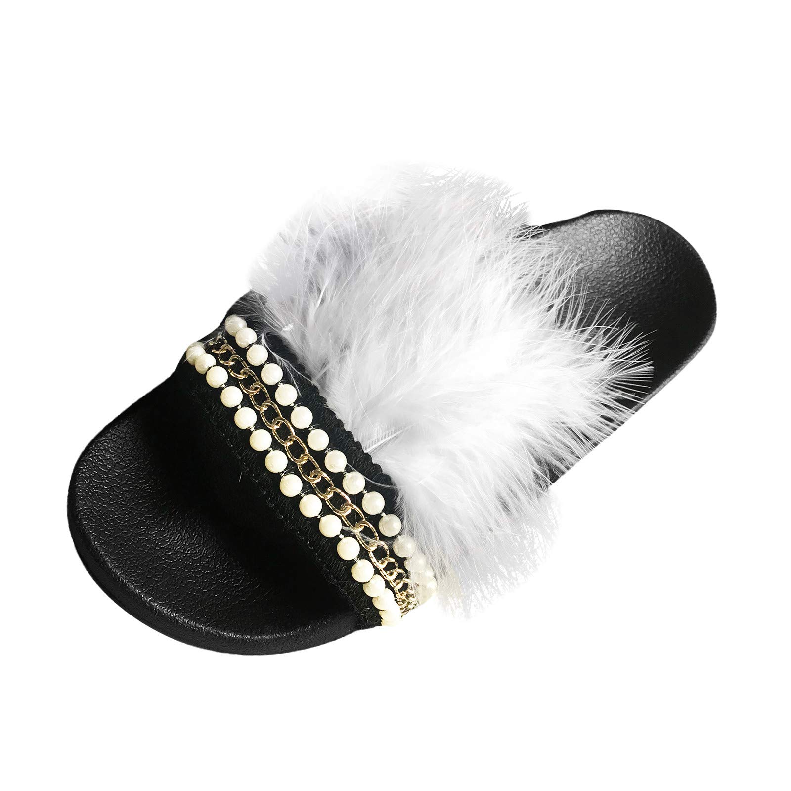 Women's Pearl Flat Slip-On Slippers - Comfortable Casual Beach Shoes for Outdoor & Indoor Use - Perfect for Lounging, Travel, and Summer Fashion