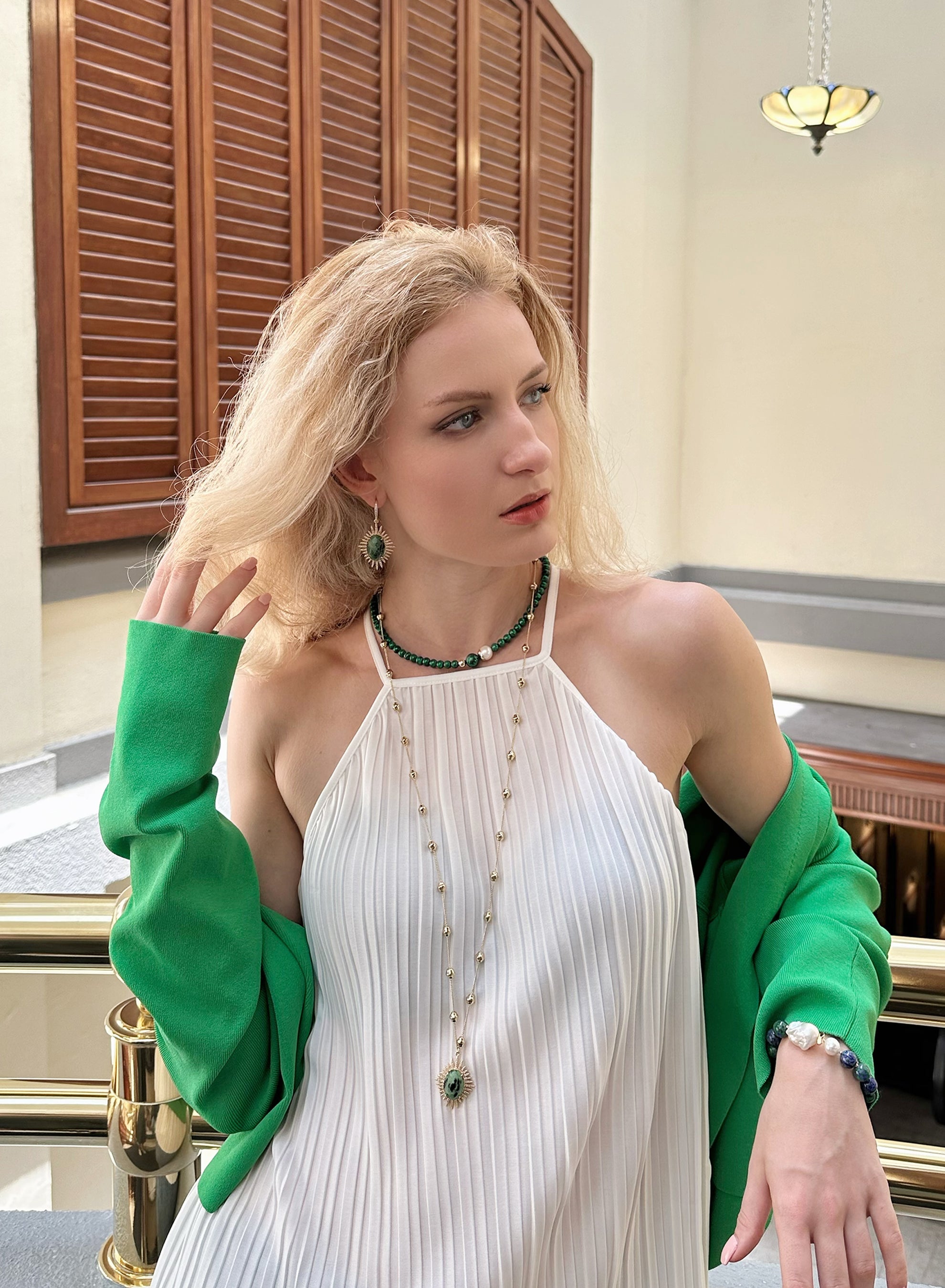 Green Zoisite Statement Earrings KE014 | Handmade Tanzanite Jewelry for Women | Perfect for Weddings, Parties & Special Occasions