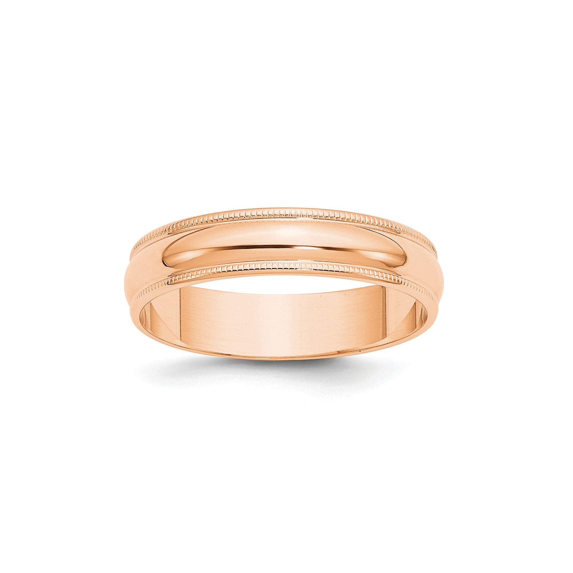 10K Rose Gold 5mm LTW Milgrain Half Round Wedding Band Ring - Size 9.5, Durable & Hypoallergenic Jewelry for Women - Perfect for Engagement, Anniversary & Everyday Wear