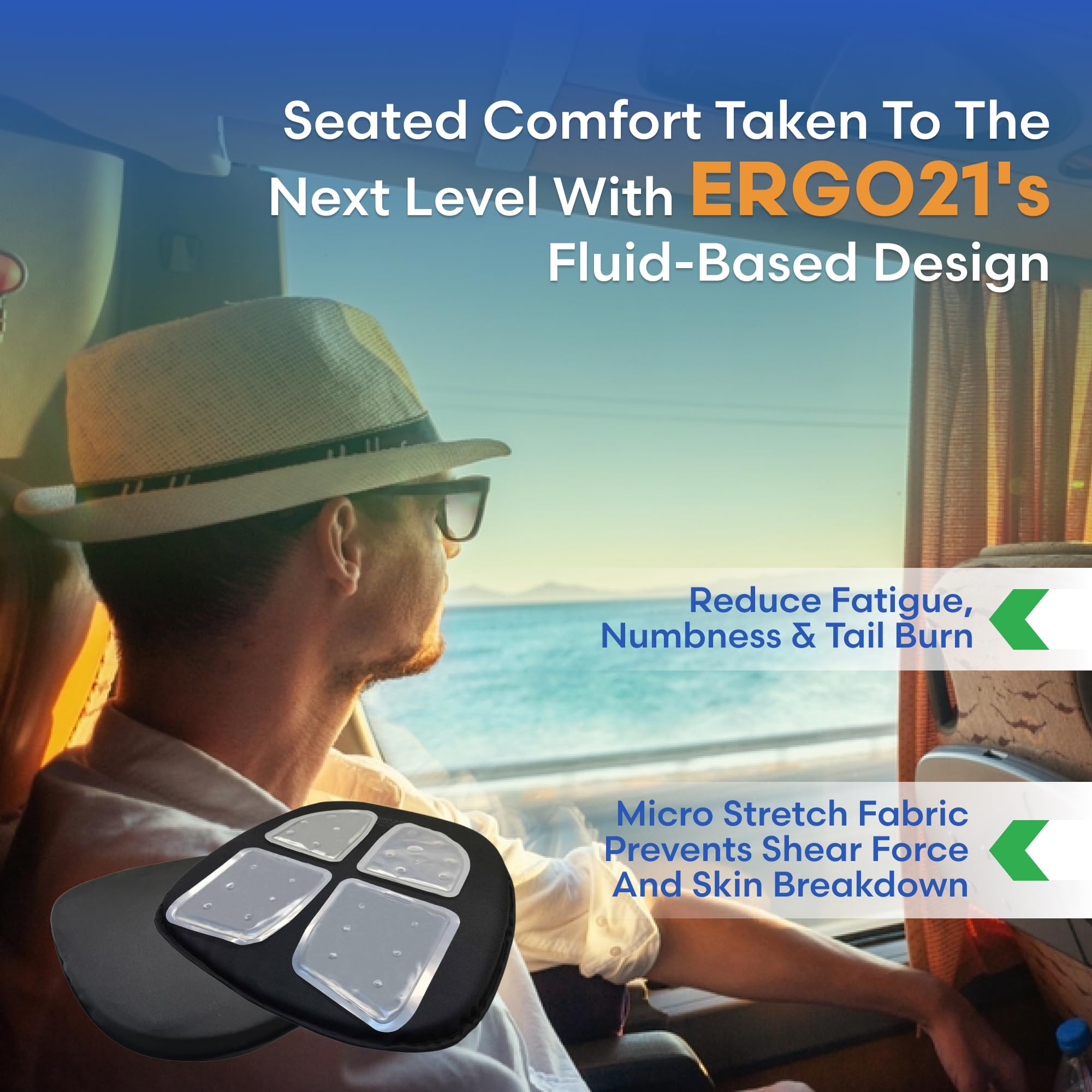 **Ergonomic Travel Seat Cushion for Airplane, Car & Long Drives - Foldable Memory Foam Pillow for Back & Tailbone Pain Relief - Perfect for Road Trips, Flights & Office Chairs**