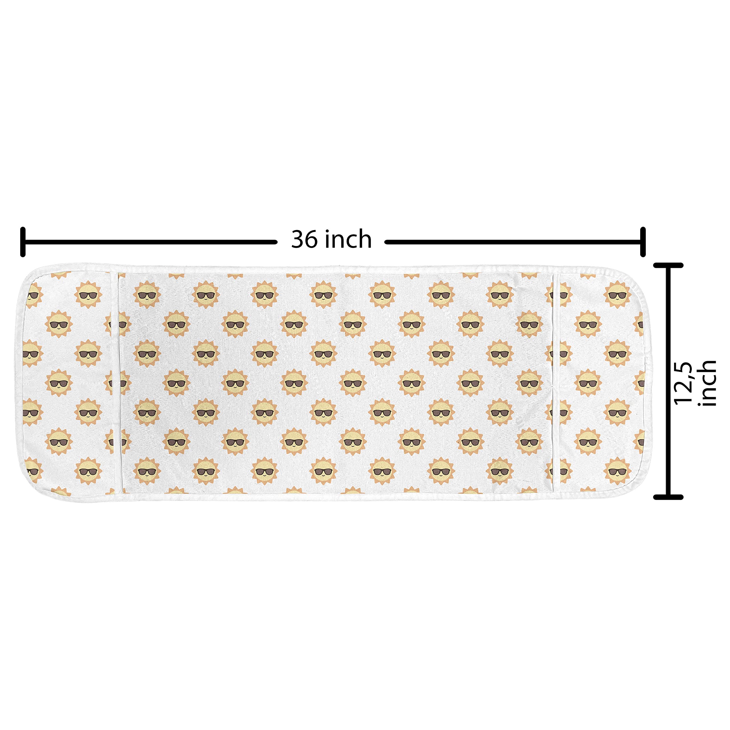 Ambesonne Summer Microwave Cover - Cartoon Suns with Sunglasses Waterproof Kitchen Organizer with Pockets, 36