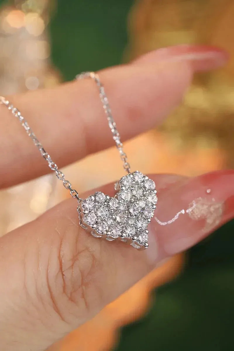 18K White Gold Heart Shaped Diamond Pendant Necklace - 1.0 Carat Natural Diamond Engagement Jewelry for Women | Perfect for Valentine's Day Gifts, Anniversary Presents & Special Occasions