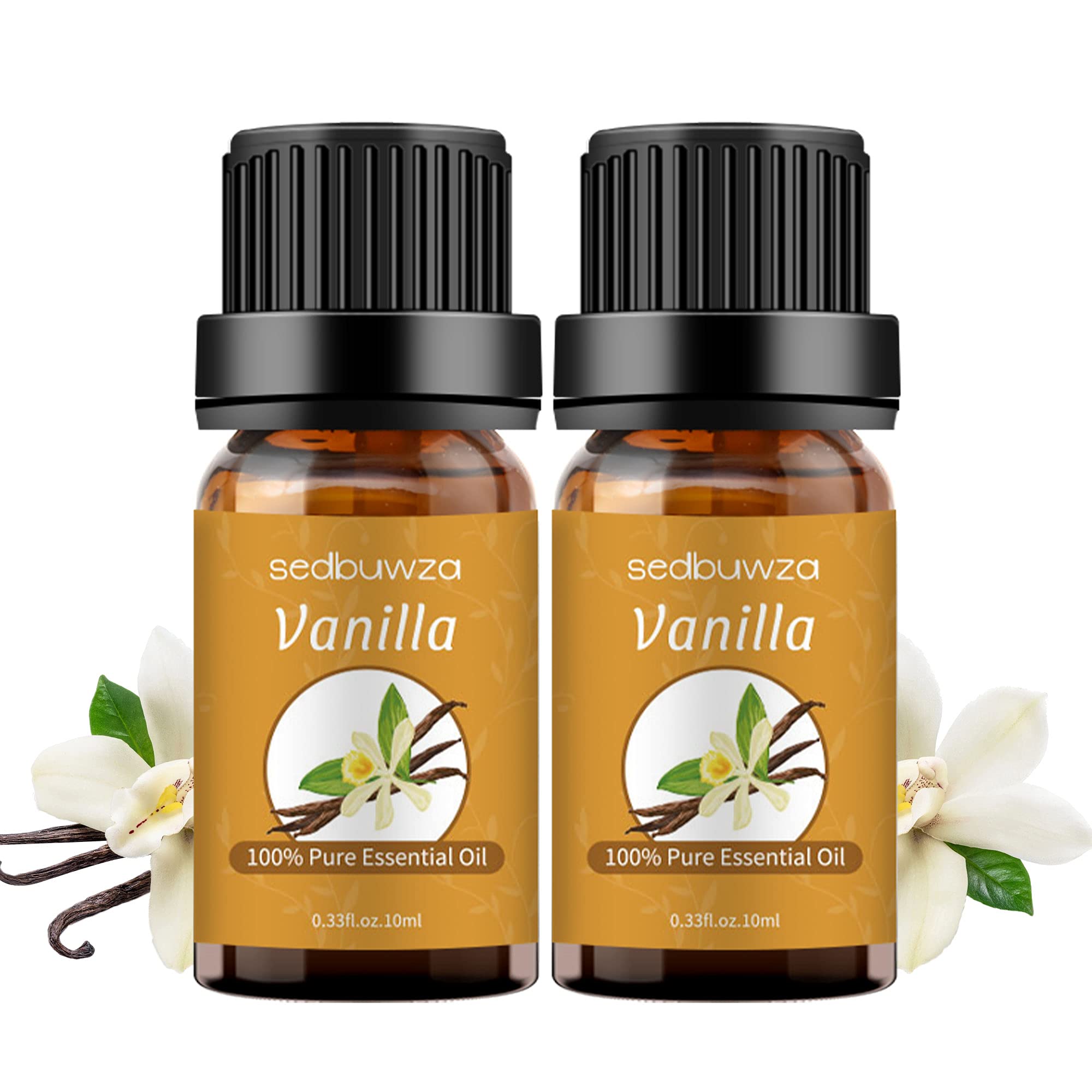 Pure Vanilla Essential Oil Set - 2 Pack (2 x 10ml) for Aromatherapy, Massage, Diffusers, Perfume & Candle Making | Natural Fragrance Oil for Relaxation, Spa & Home Scenting