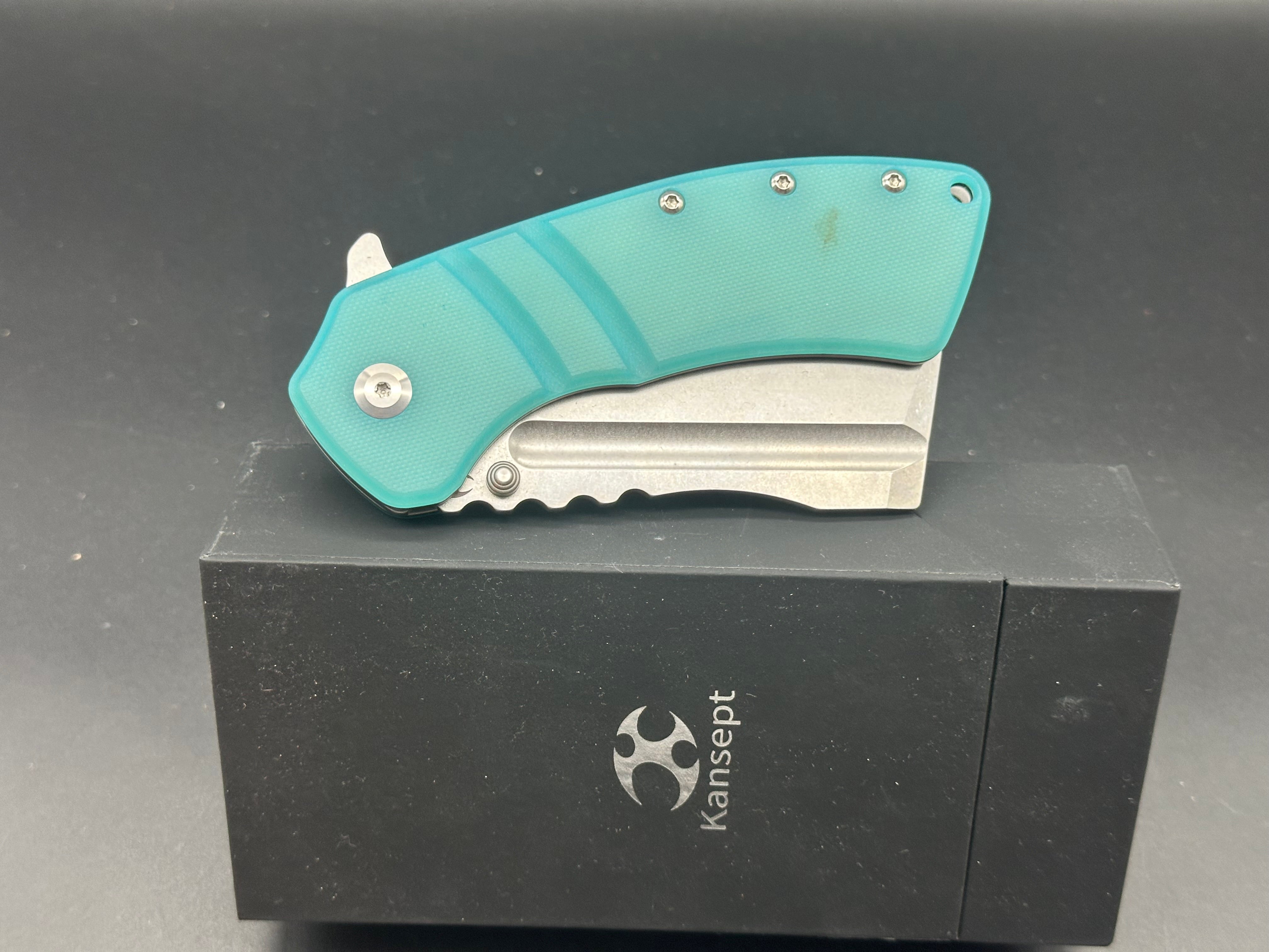 KANSEPT XL Korvid Folding Knife - Premium 154CM Steel Blade with Tiffany Blue G10 Handle - EDC Pocket Knife for Camping, Hiking & Outdoor Adventures