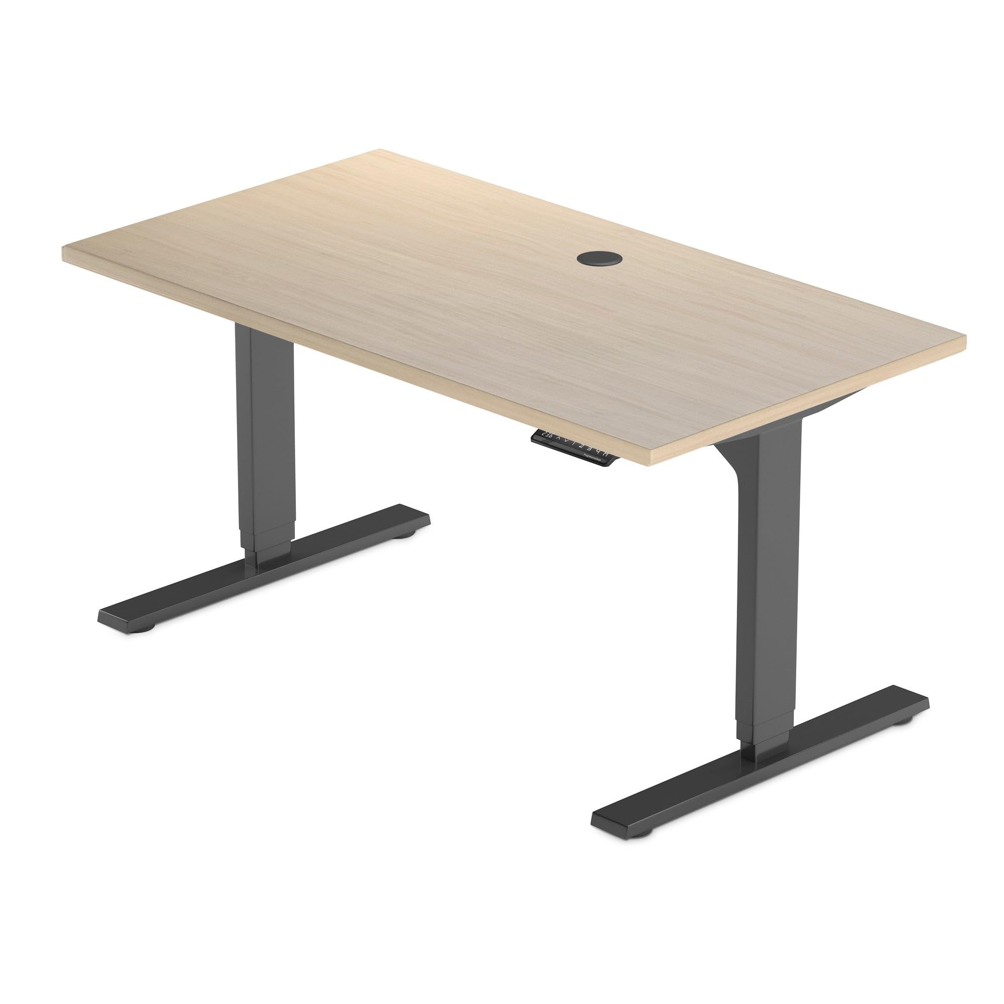 Progressive Desk Electric Standing Desk 48x30 - Dual Motor, 3-Stage Height Adjustable, Sit Stand Desk (Bright Beech/Black Frame) - Perfect for Home Office & Workspace Ergonomics