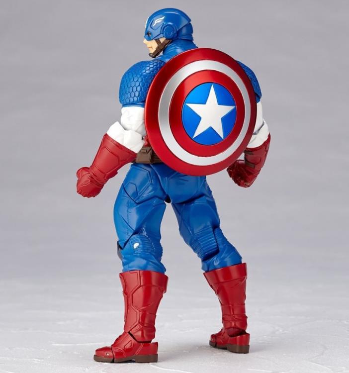Amazing Yamaguchi Revoltech No.007 Captain America Action Figure - Highly Articulated Collectible for Marvel Fans & Display