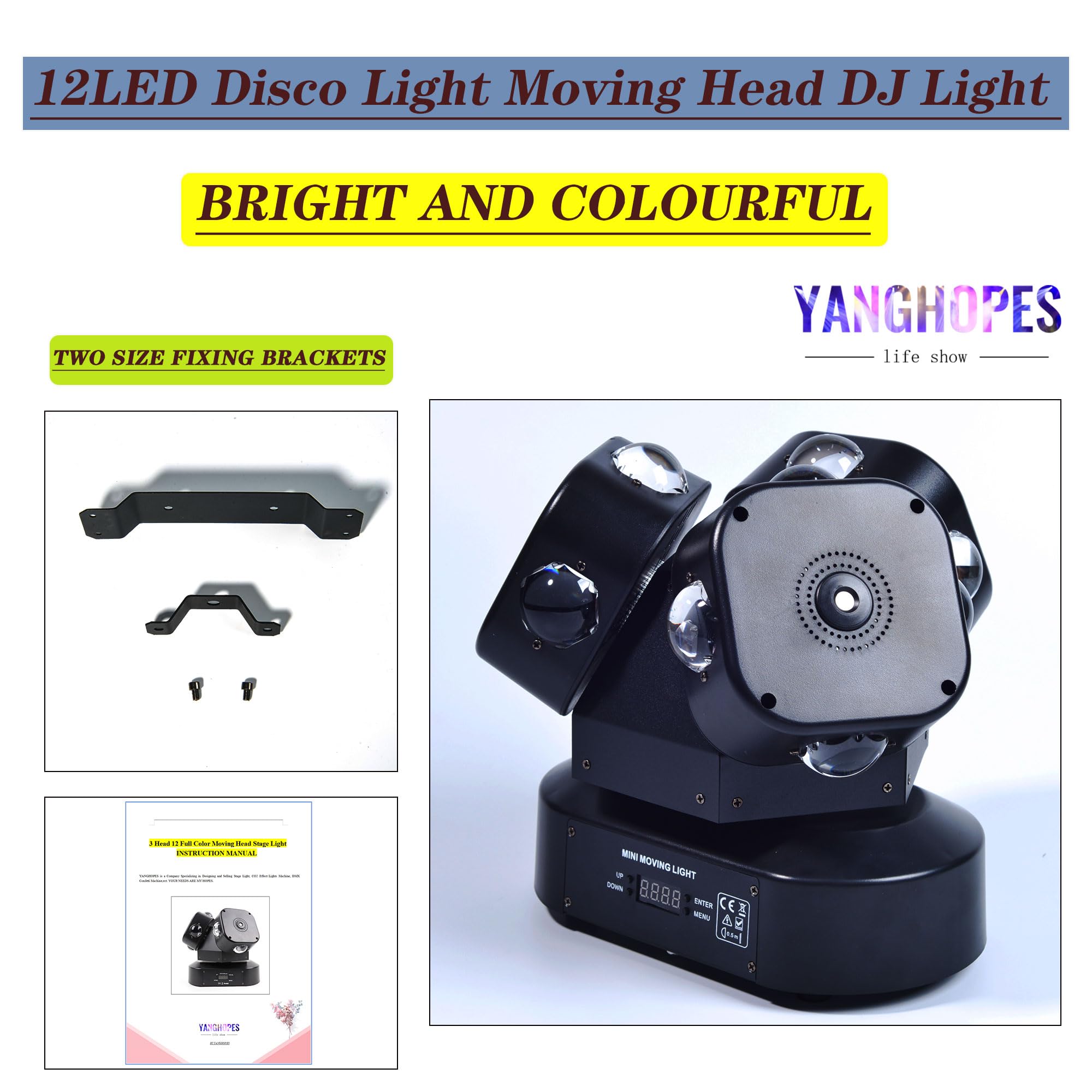 DMX 512 Moving Head DJ Light - 12LED RGBW Strobe Beam Light with Sound Activation | Stage Lighting for DJ Parties, KTV, Disco, Wedding & Concert Events | Perfect for Nightclubs, Festivals and Professional Stage Shows