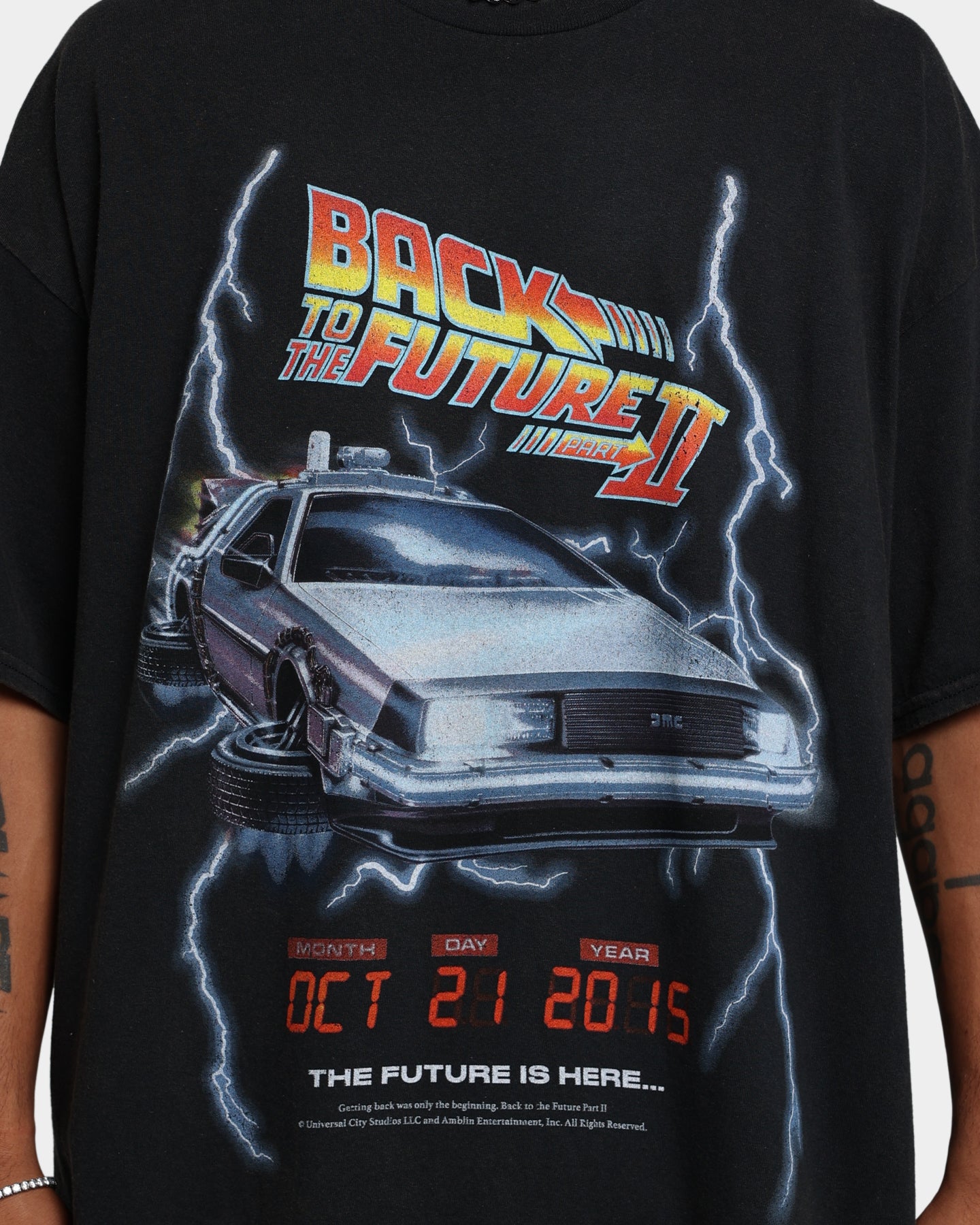 Vintage Back To The Future 2 Movie T-Shirt - Retro Washed Black Tee - Perfect for 80s Theme Parties, Cosplay & Nostalgic Fashion