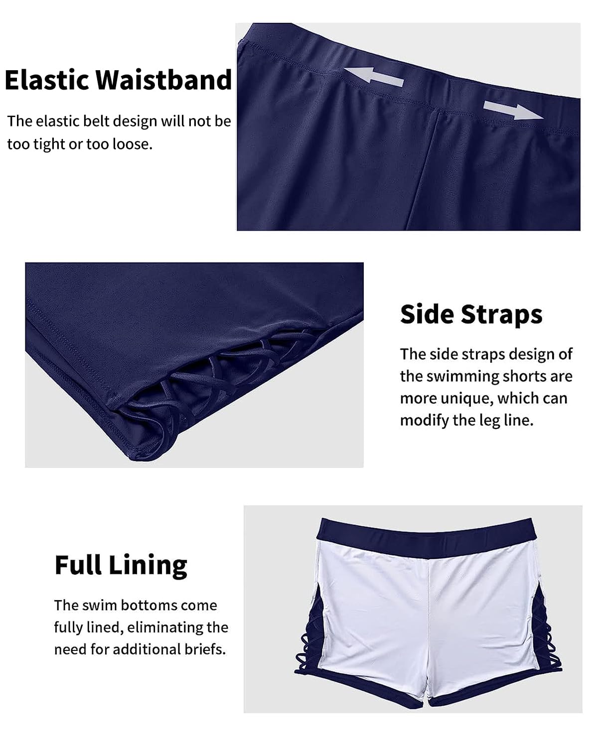 **Holipick Women's Plus Size High Waist Swim Shorts - Strappy Boyshort Bathing Suit for Beach, Pool & Vacation**