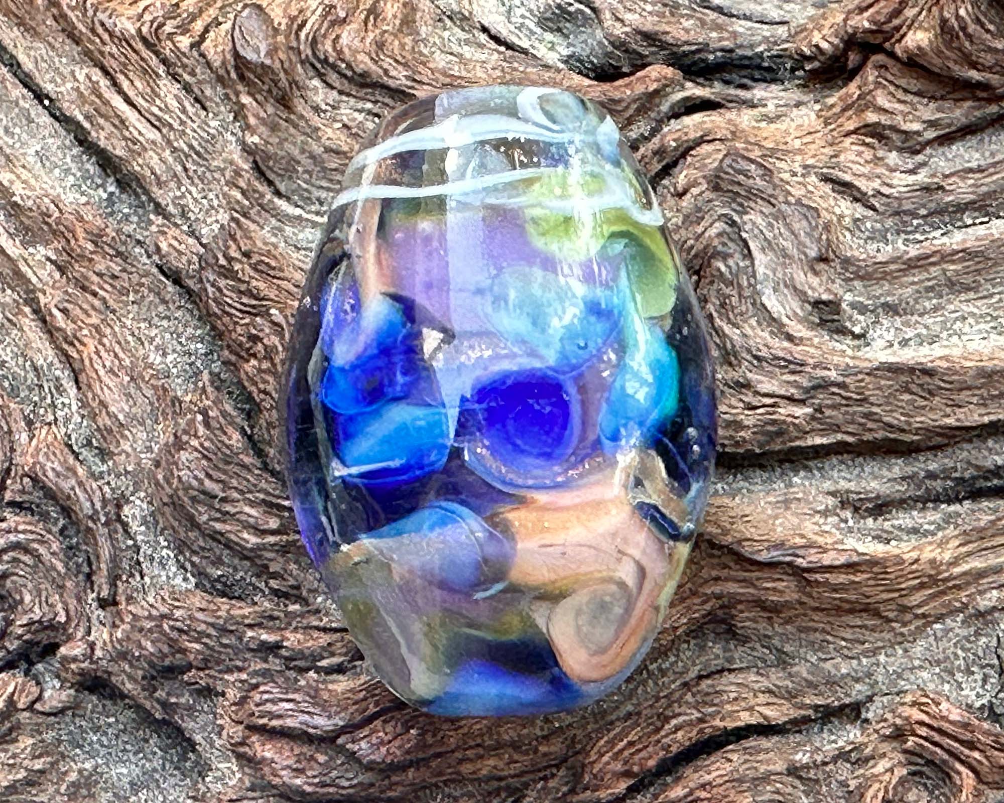 Handmade Blue Swirl Lampwork Glass Focal Bead - SRA Certified for Jewelry Making, DIY Crafts & Beading Projects - Perfect for Necklaces, Bracelets & Earrings