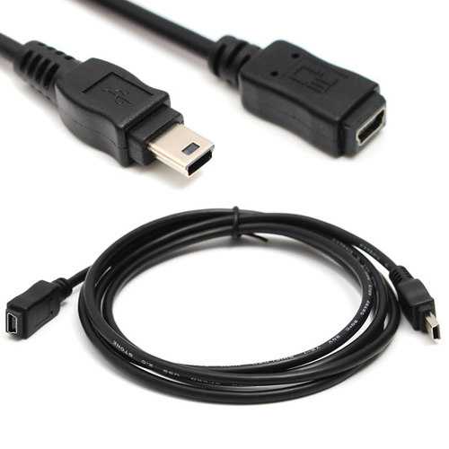 1.5m Mini USB B 5-Pin Male to Female Extension Cable - High Speed Data Transfer for Cameras, Printers & Audio Devices - Perfect for Home Office & Studio Setups