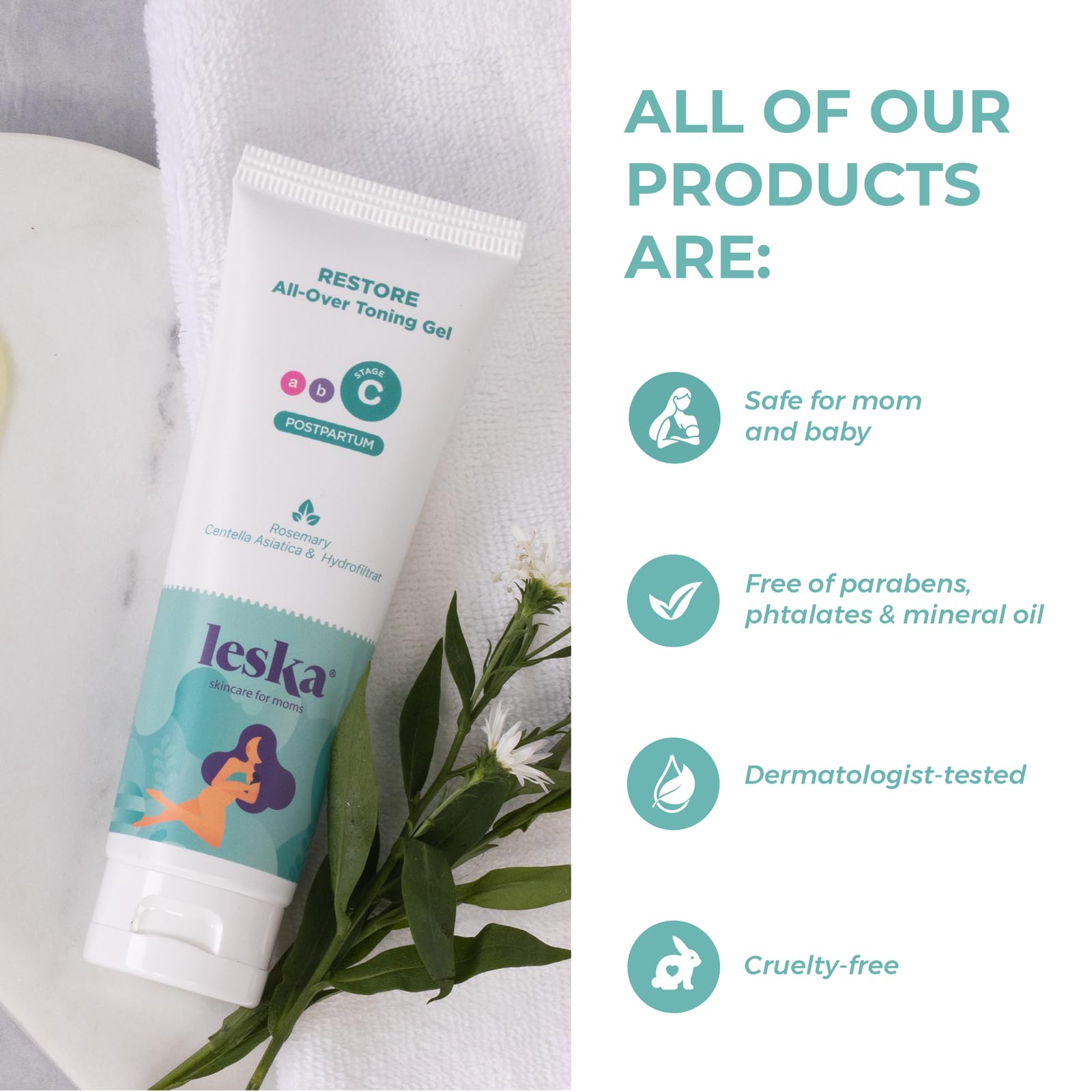 Leska Maternity Stage C Postpartum Recovery Set - 2-Pack All-Over Toning Gel (4oz Each) | Complete 3-Step Pregnancy Skin Care System | Firming & Hydrating for Post-Baby Body | Perfect for New Moms Seeking Post-Delivery Skin Tightening & Stretch Mark Care