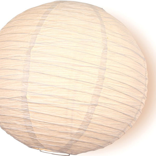 16 Inch White Round Crepe Paper Lantern with Parallel Ribbing - Chinese Hanging Wedding & Party Decoration for Indoor/Outdoor Events, Home Decor, and Festive Celebrations