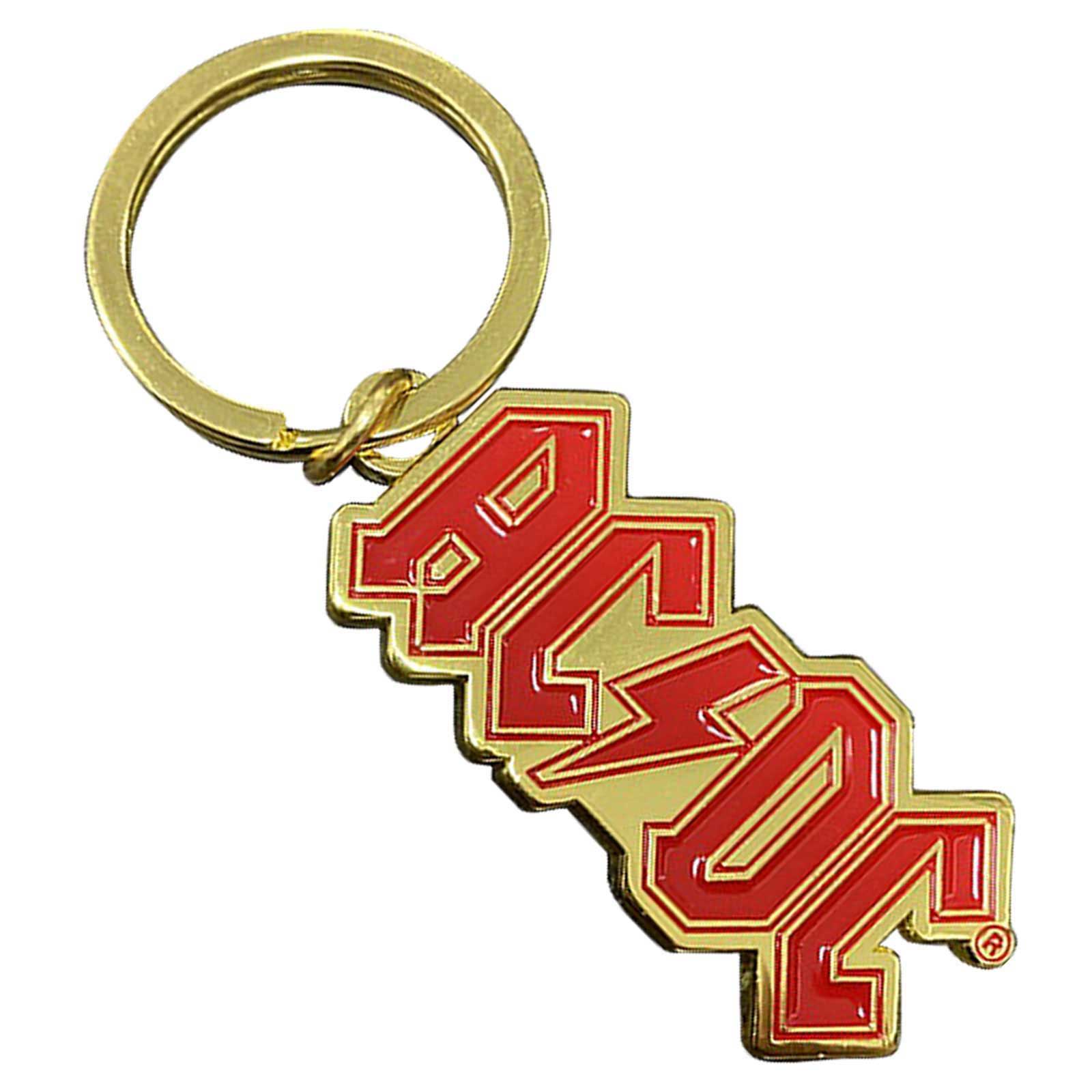 Premium AC/DC Logo Keychain - Gold Plated Metal Band Merchandise | Perfect for Rock Fans, Gift Giving & Keyring Collection