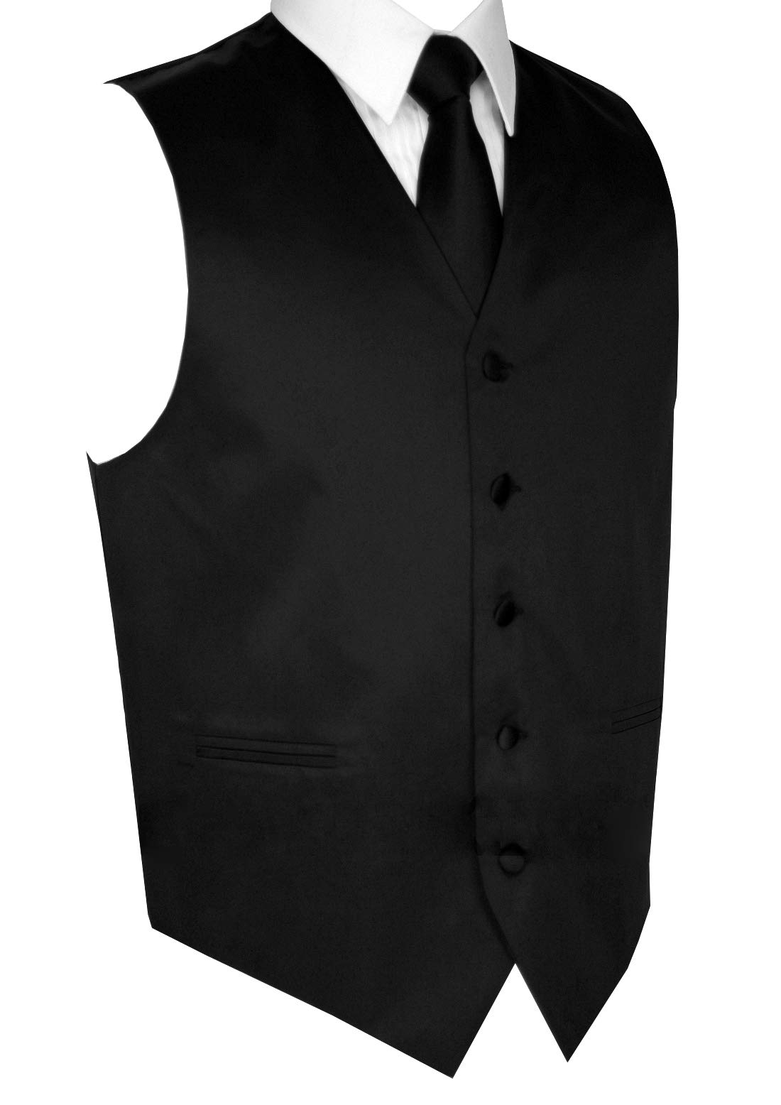 Brand Q Men's Formal Tuxedo Vest, Tie & Pocket Square Set for Prom, Wedding & Special Occasions - Premium 3-Piece Suit Accessories for Grooms & Gents