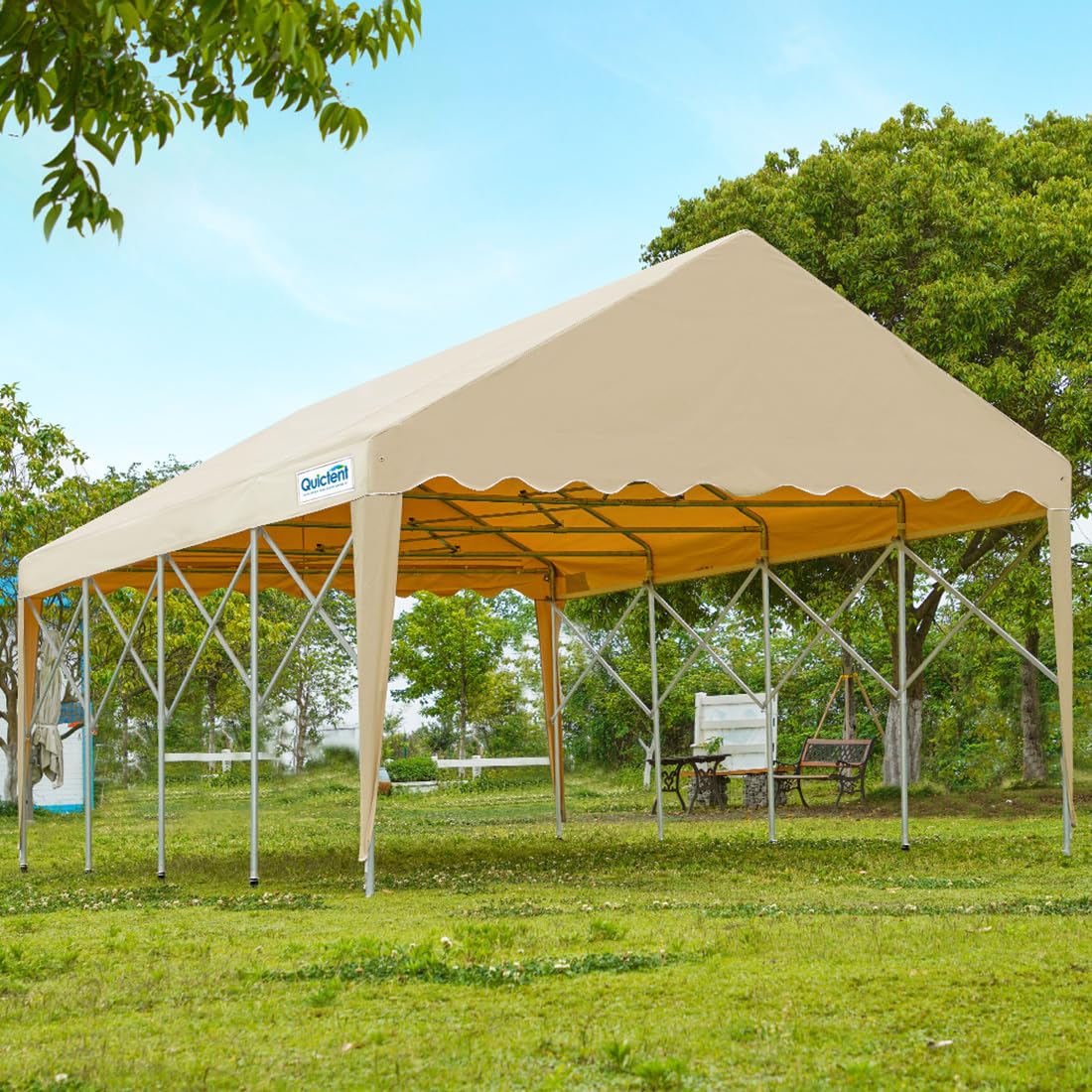 Quictent 13'X20' Heavy Duty Carport with Wheels - Retractable Party Tent for Outdoor Events, Car & Boat Storage - Portable Shelter for Backyard, Camping & RV Protection (Weatherproof & Durable)