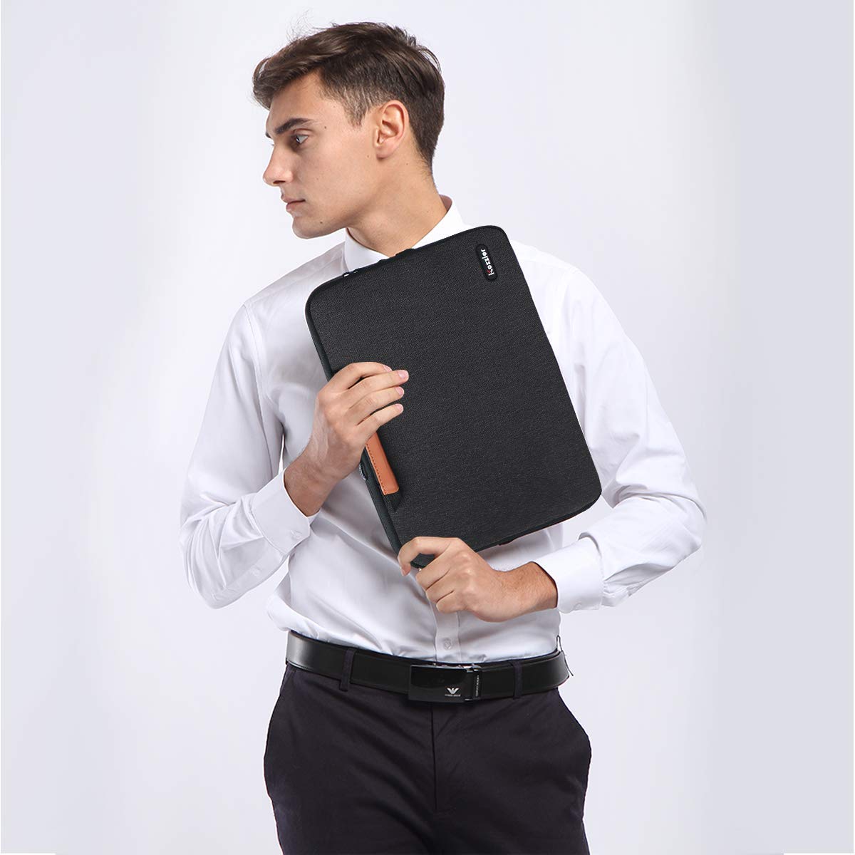 iCozzier 15-15.6 Inch Laptop Sleeve Case for MacBook Air/Pro - Protective Handle Strap Cover Bag (Black) | Perfect for Travel, Work & School