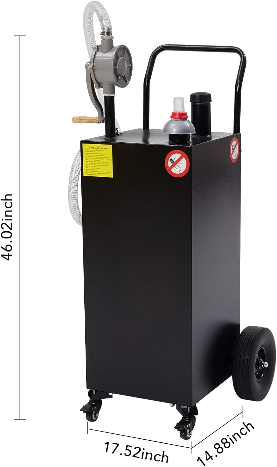35 Gallon Portable Fuel Caddy - Heavy Duty Diesel & Gasoline Storage Tank with Rotary Hand Pump & Wheels - Ideal for Boat, ATV, Car, Motorcycle & Farm Equipment - Leak Proof Black Container for Safe Fuel Transfer & Storage