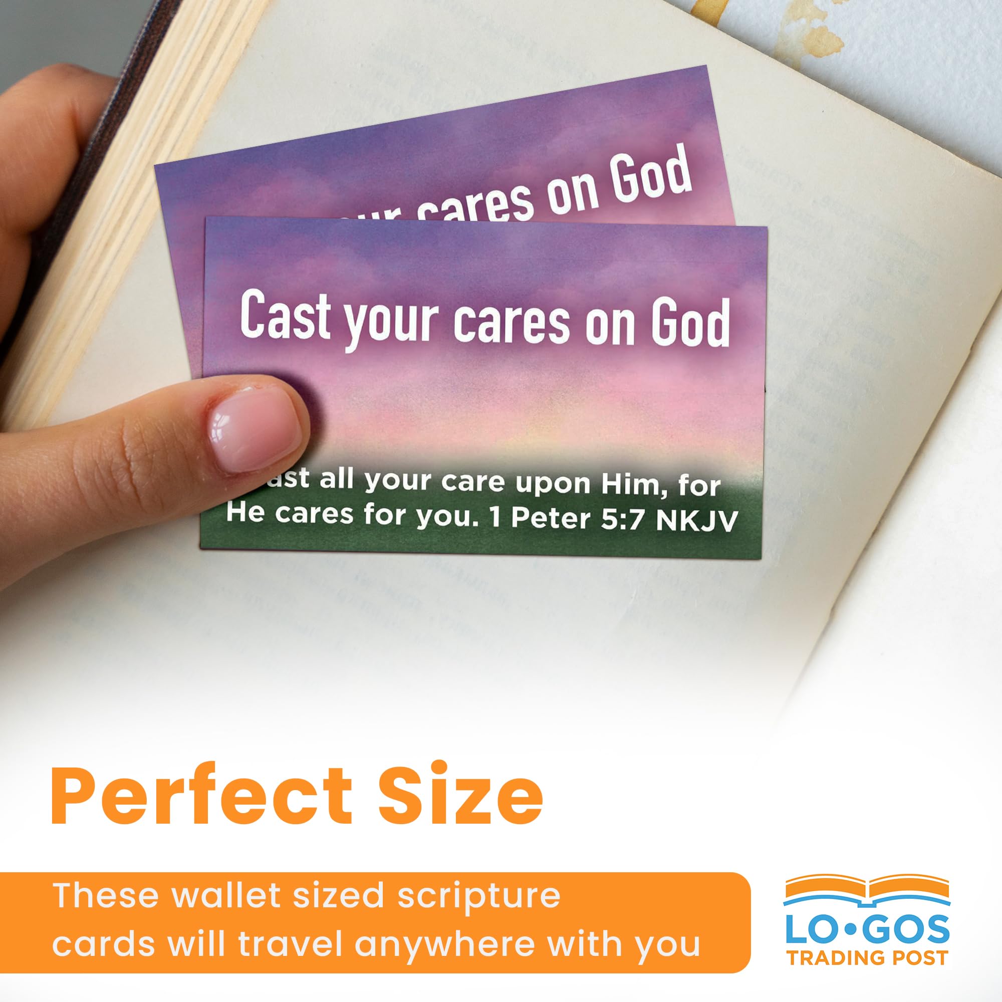 Bulk Pack of 25 'Cast Your Cares on God' 1 Peter 5:7 Scripture Cards - Christian Bible Verse Affirmation Cards for Kids, Sunday School, Youth Group & Church Ministry - Perfect for Daily Devotions, Bible Study & Faith-Based Encouragement
