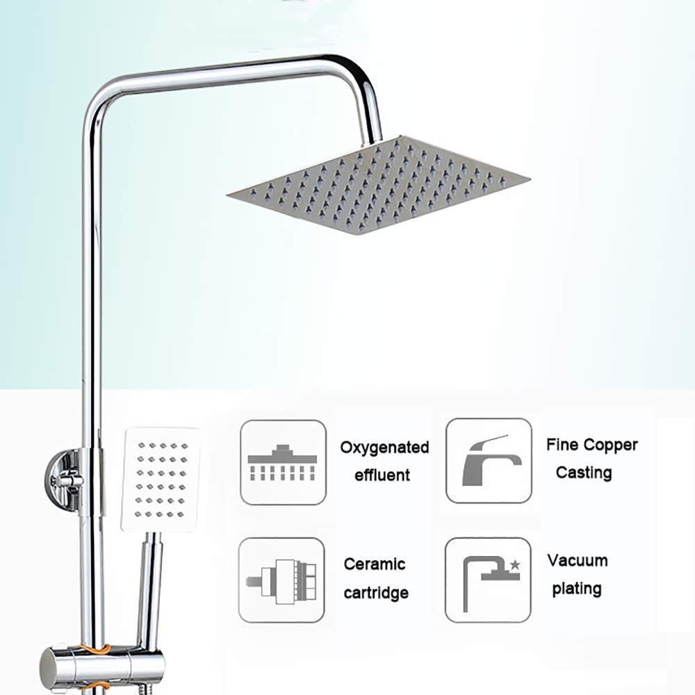 Premium Square Rainfall Shower Head System - Ultra Thin Bathroom Shower Set with Rain Mixer Combo for Luxurious Spa-Like Experience - Perfect for Modern Bathrooms and Relaxing Showers