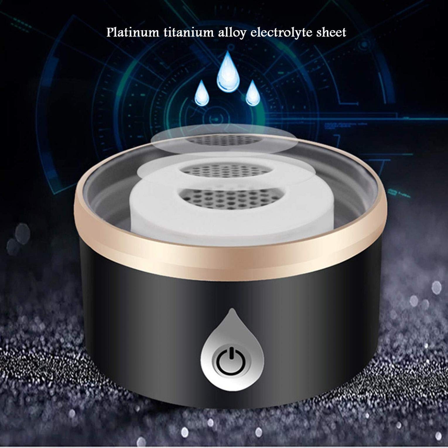 Portable 380ml Hydrogen-Rich Alkaline Water Bottle with USB Charging - Glass Travel Water Cup for Outdoor, Sports & Daily Hydration - Black