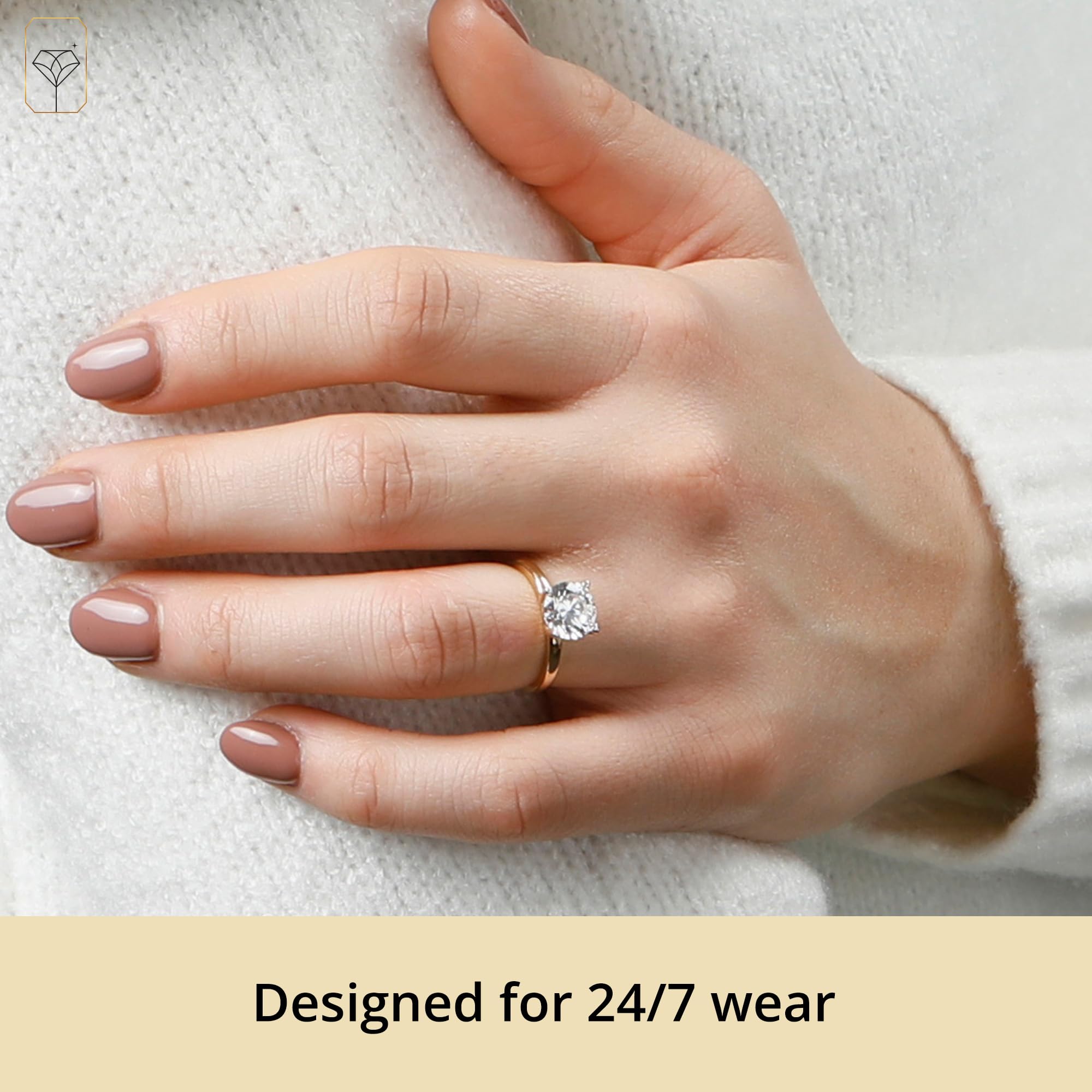2 Carat Round Cubic Zirconia Solitaire Engagement Ring for Women - 14k Gold Plated CZ Ring | Simulated Diamond Wedding Ring | Elegant Promise & Anniversary Jewelry Gift for Her | Perfect for Proposals, Weddings & Special Occasions