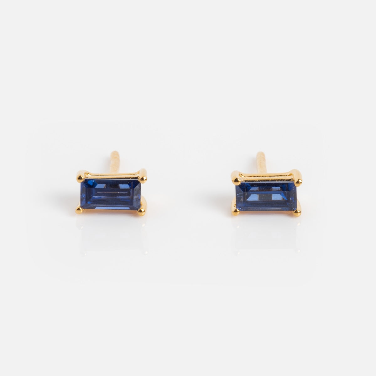 Birthstone Baguette Stud Earrings - Dainty Minimalist Jewelry for Women | Perfect Gift for Birthday, Anniversary & Everyday Wear