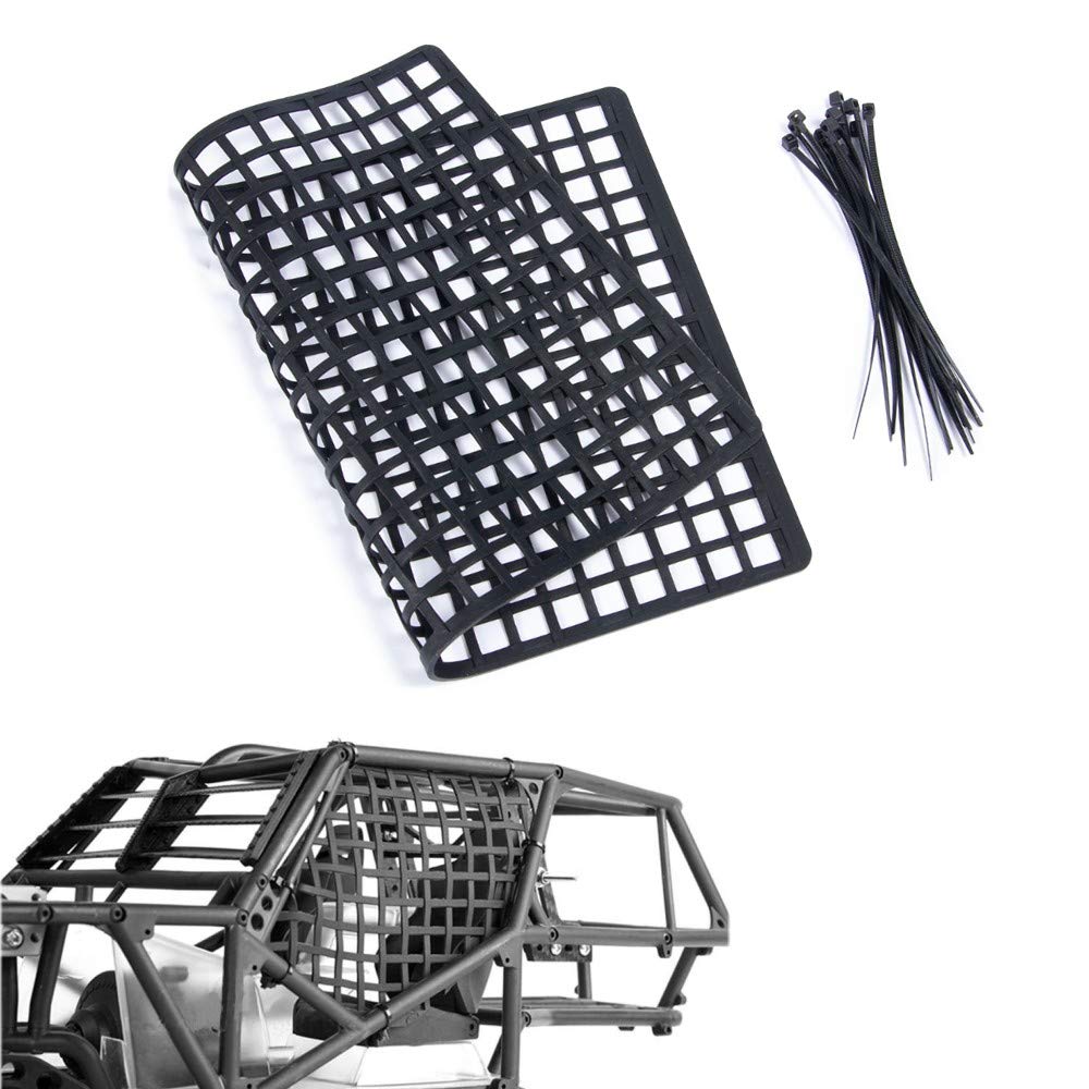 RCLions 1/10 & 1/8 Scale Rubber RC Car Window Net & Luggage Net - Black Accessories for RC Crawler Vehicles | Perfect for Off-Road Adventures & RC Car Customization