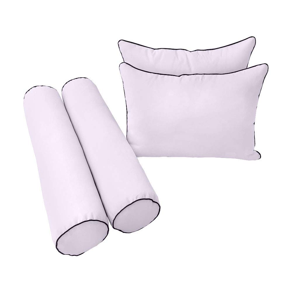 Prolinemax Outdoor Style 4 Full Contrast Trim Daybed Mattress Bolster Pillow Fitted Sheet Cover - AD107 | Waterproof & Breathable Fabric for Patio, Poolside, and Sunroom Lounging