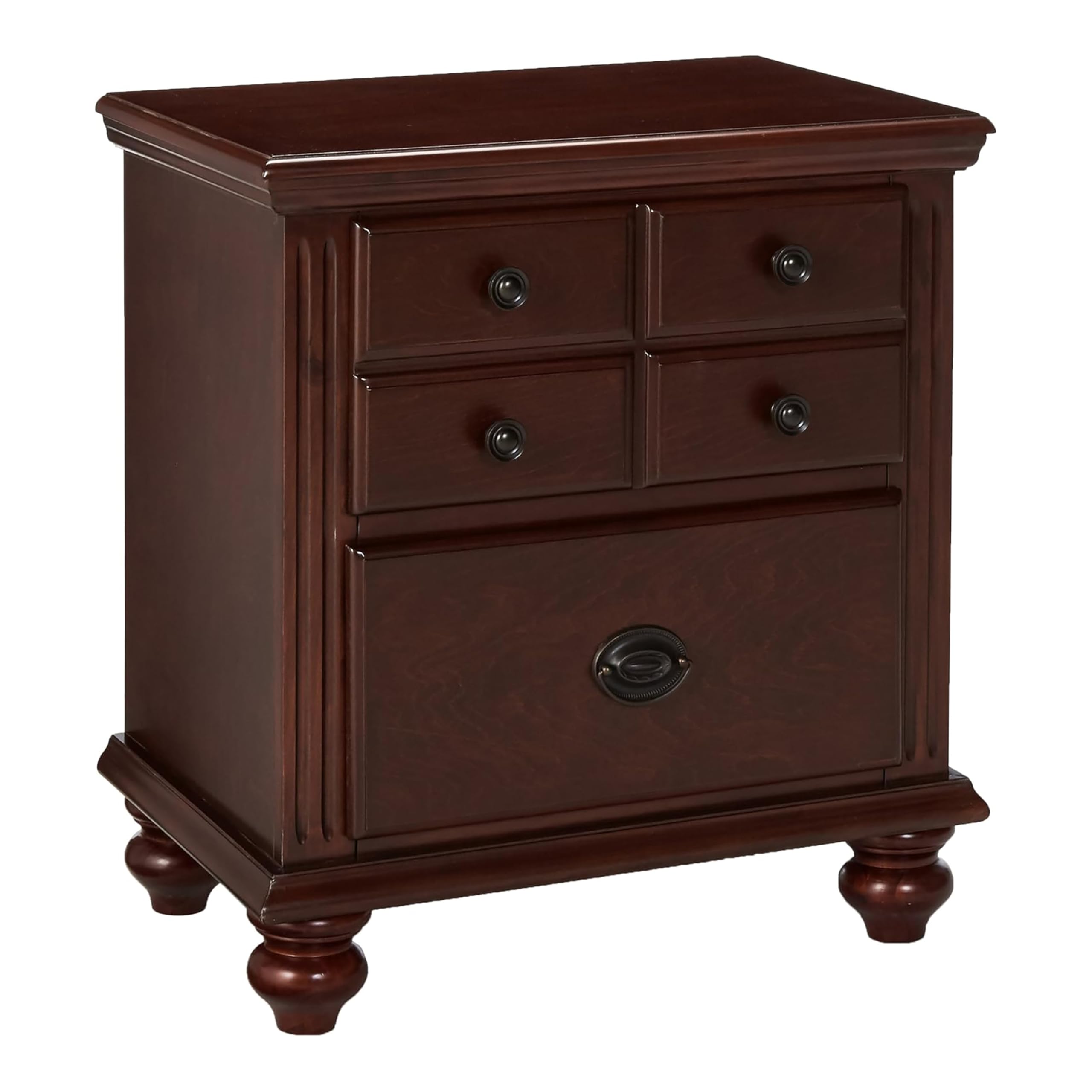 247SHOPATHOME Cherry Wood Nightstand - Modern Bedside Table with Storage Drawer for Bedroom, Living Room, or Office