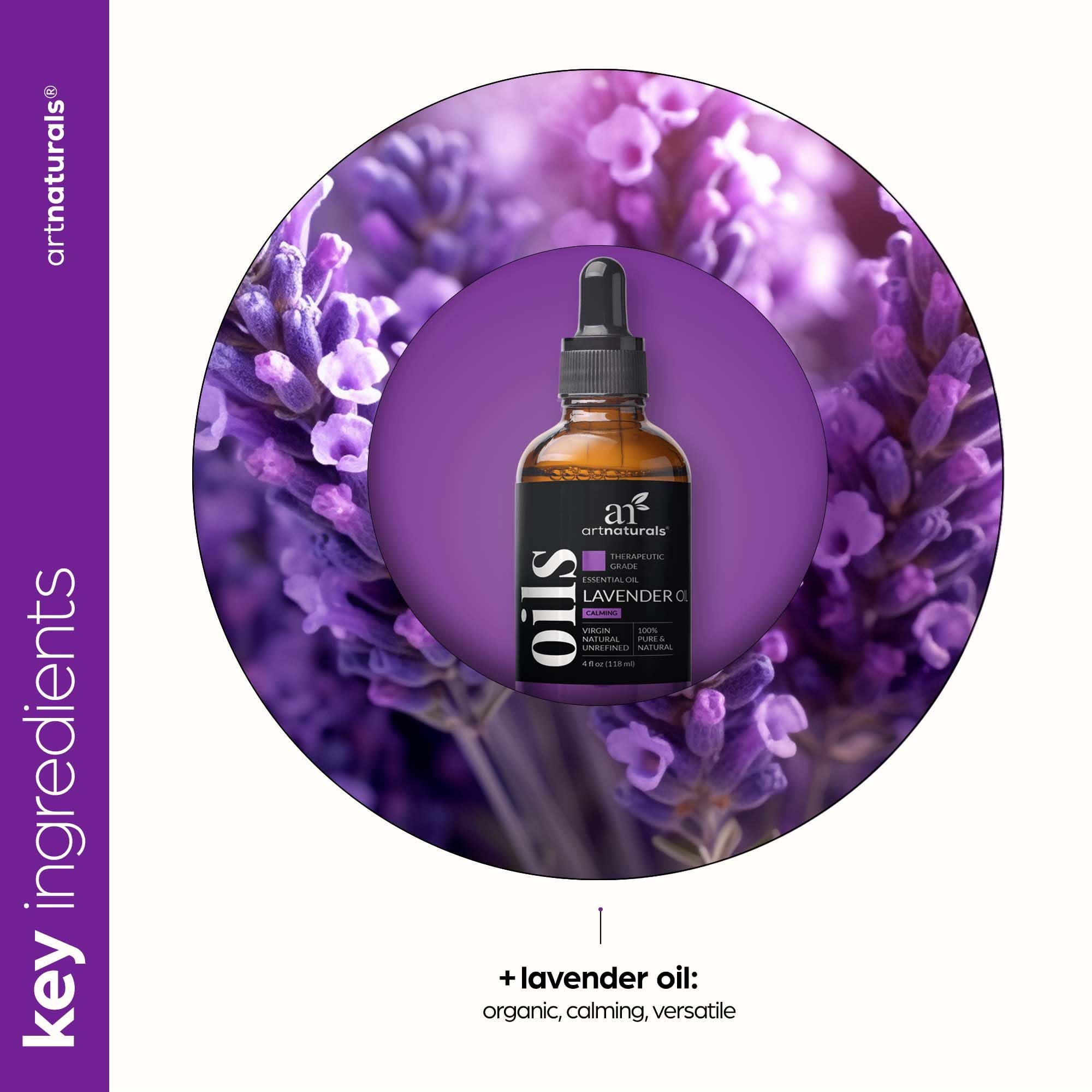 ArtNaturals 100% Pure Lavender Essential Oil - 4 Fl Oz (118ml) - Undiluted Therapeutic Grade Aromatherapy Oil for Relaxation, Skin Care & Hair Growth - Perfect for Diffusers, Massage & DIY Beauty Products