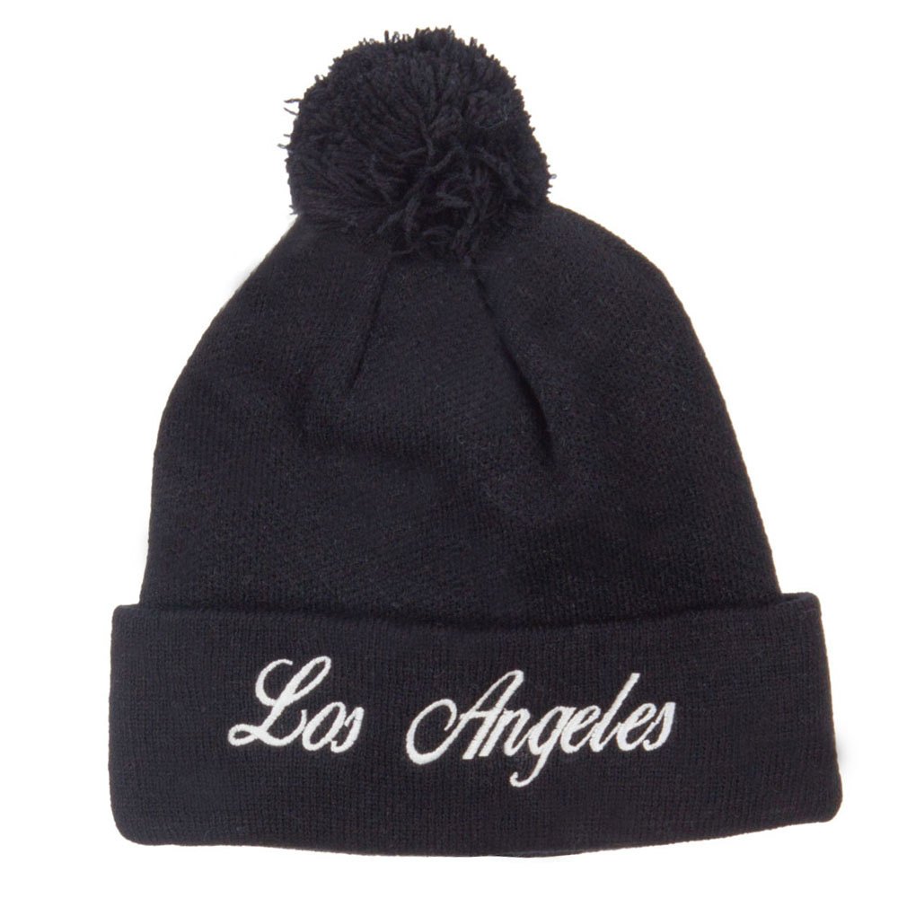 E4Hats.com Embroidered Pom Cuff Beanie - Winter Knit Hat for Men & Women - Perfect for Outdoor Activities in Los Angeles
