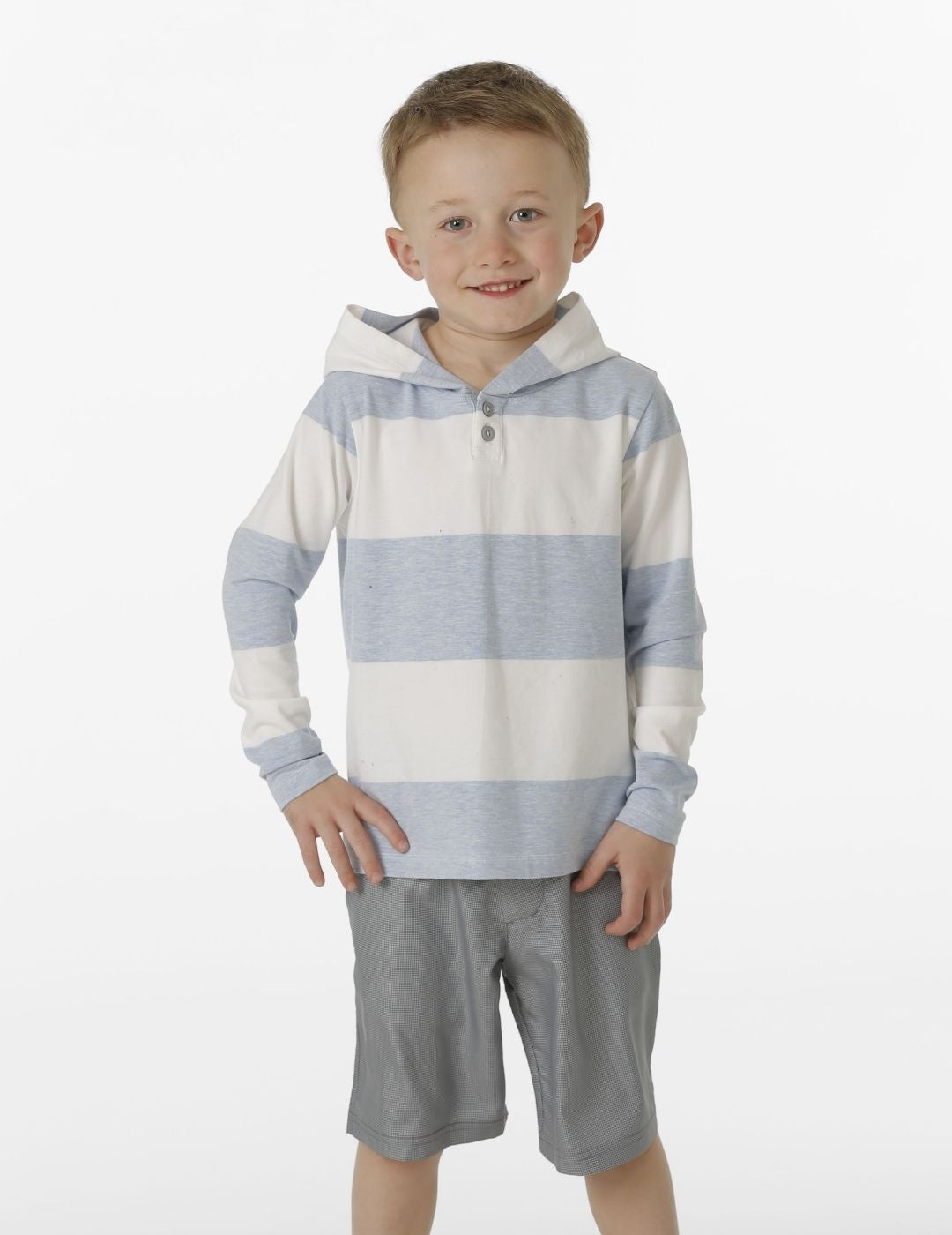 Tate Youth Boys' Henley Hoodie - Soft Cotton Pullover with Front Pocket | Perfect for School, Playdates & Outdoor Activities