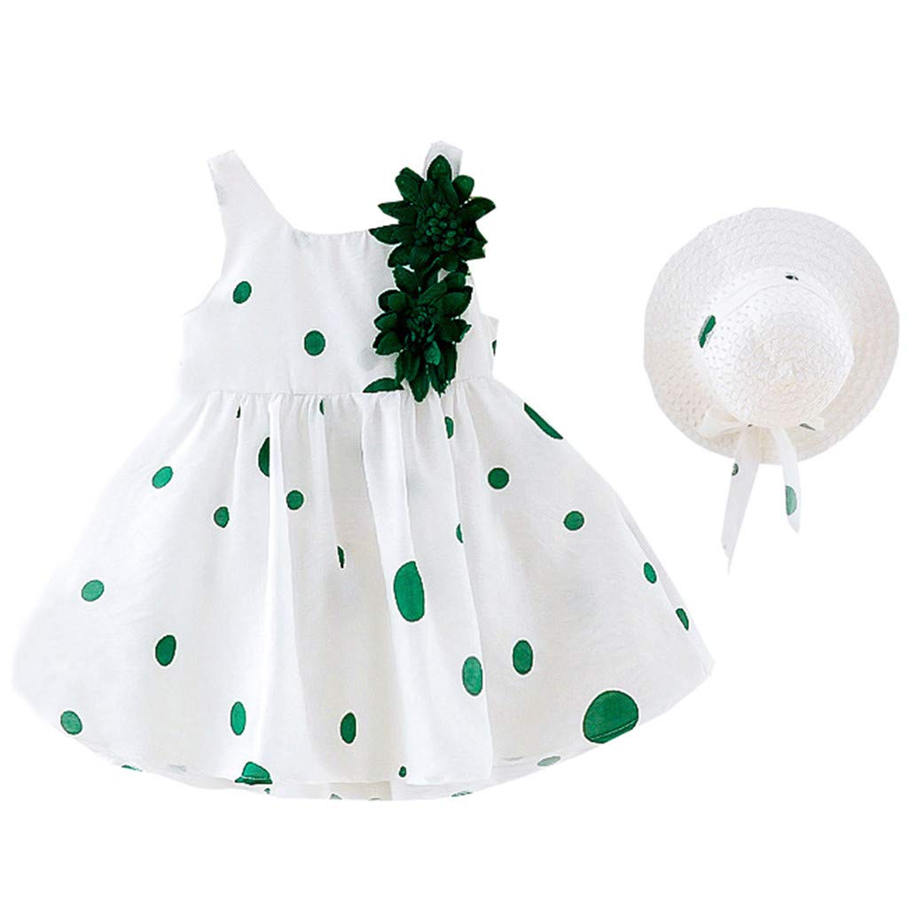 Big Girl Purple Polka Dot Dress with Matching Hat - Princess Print Toddler Outfits for Baby Girls | Flower Girl Dresses, Birthday Party & Special Occasion Wear