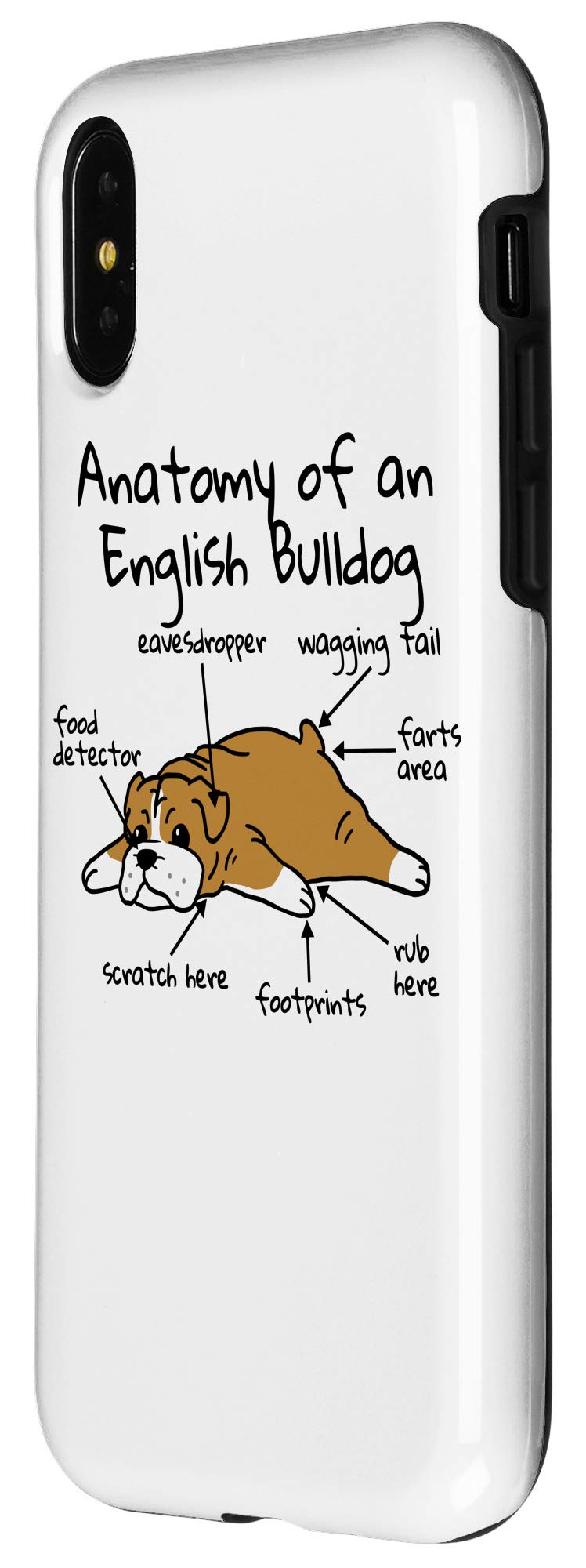 iPhone X/XS English Bulldog Anatomy Design Phone Case - Durable Protective Cover for Daily Use, Work & Travel