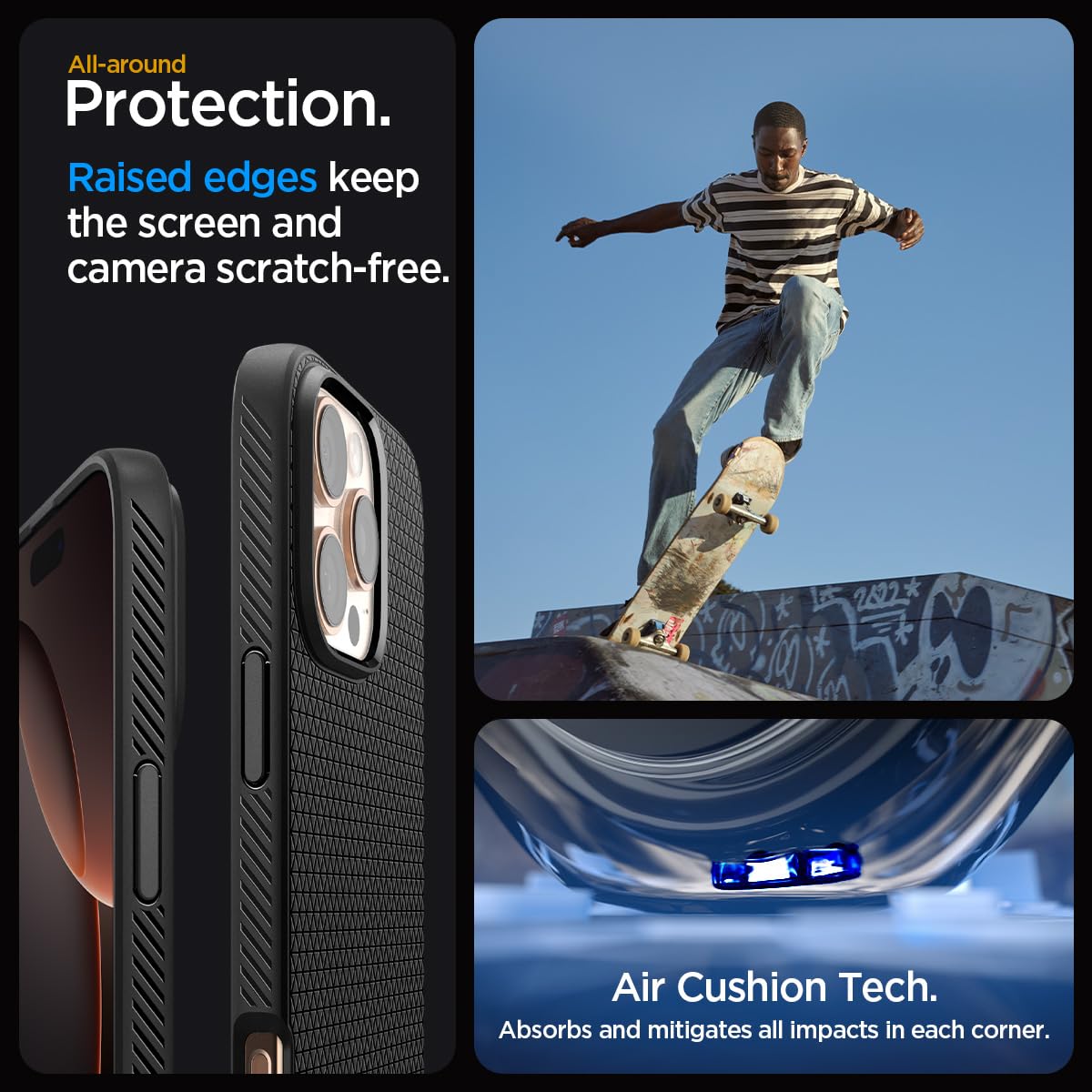 Spigen Liquid Air Armor Case for iPhone 16 Pro Max (2024) - Slim Matte Black Protective Cover | Shockproof & Scratch Resistant | Perfect for Work, Travel & Outdoor Activities