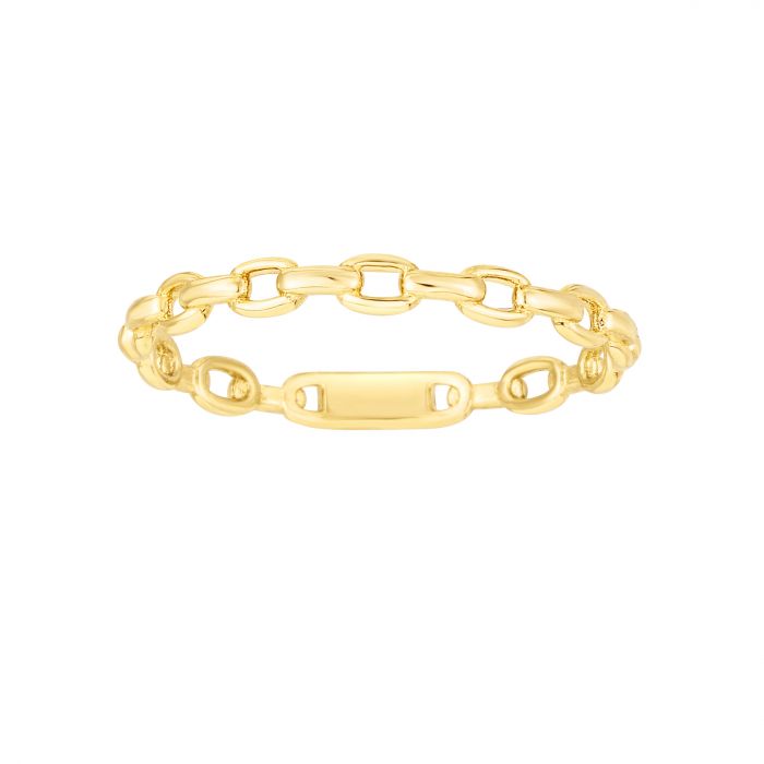 14K Yellow Gold Oval Link Stackable Ring for Women - Elegant Layering Rings for Everyday Wear, Gift for Her, Anniversary, Wedding, or Special Occasions
