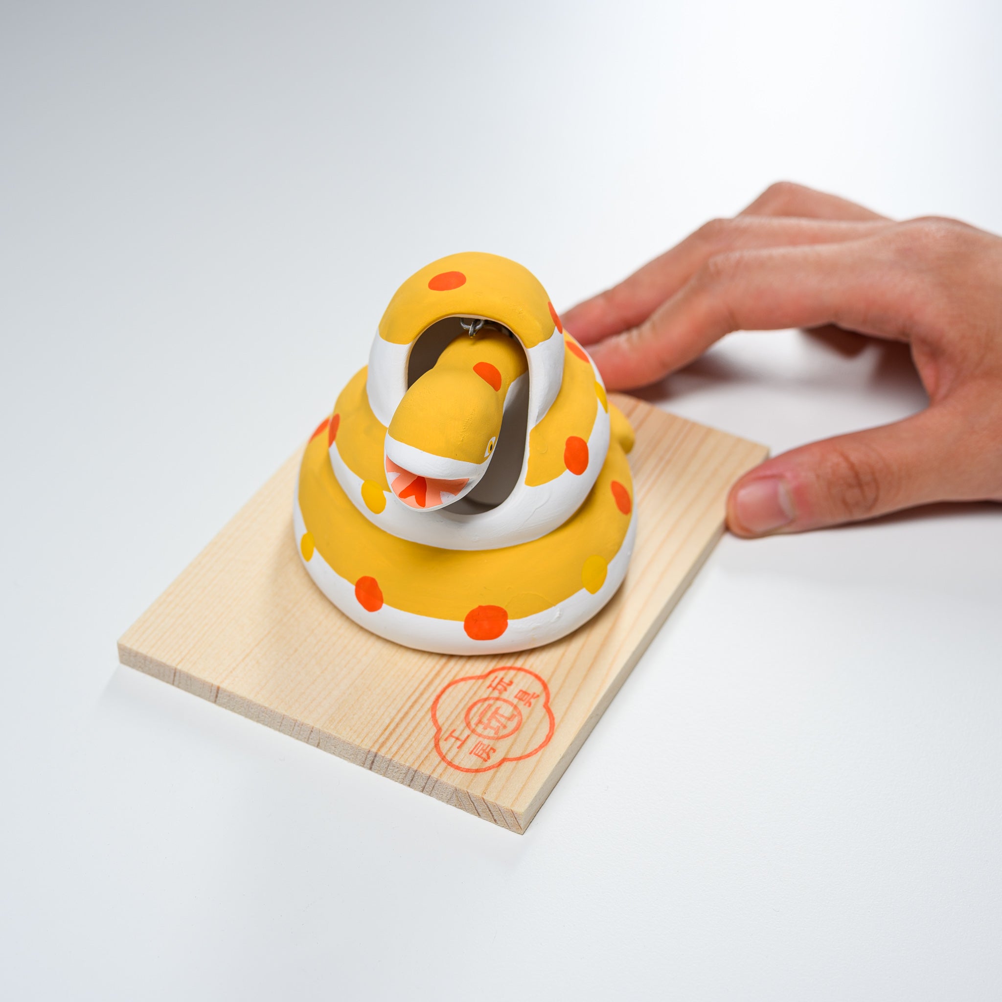 Seto Ware Handmade Lucky Snake Charm - Wiggling Head Good Luck Ornament | Japanese Traditional Fortune Talisman for Home Decor, Office Desk, Gift Giving