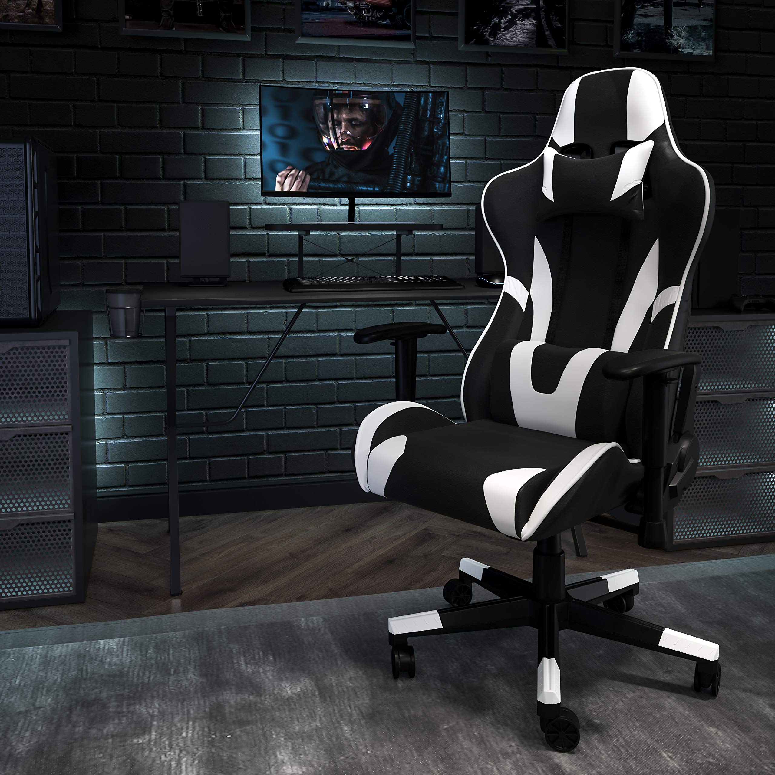Premium Black Gaming Desk & Chair Set with Cup Holder, Headphone Hook & Monitor Stand - Ergonomic PC Gaming Setup for Streamers & Esports Players