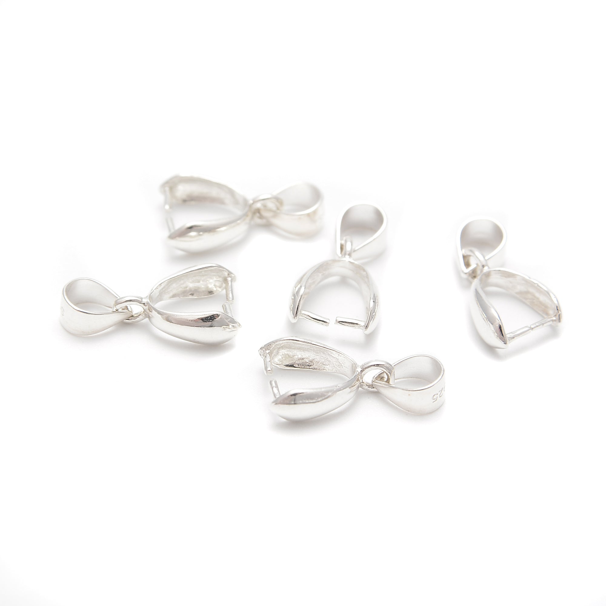 925 Sterling Silver Pinch Bail 9x16mm - 5Pcs Jewelry Making Supplies for Pendants, Charms & DIY Craft Projects