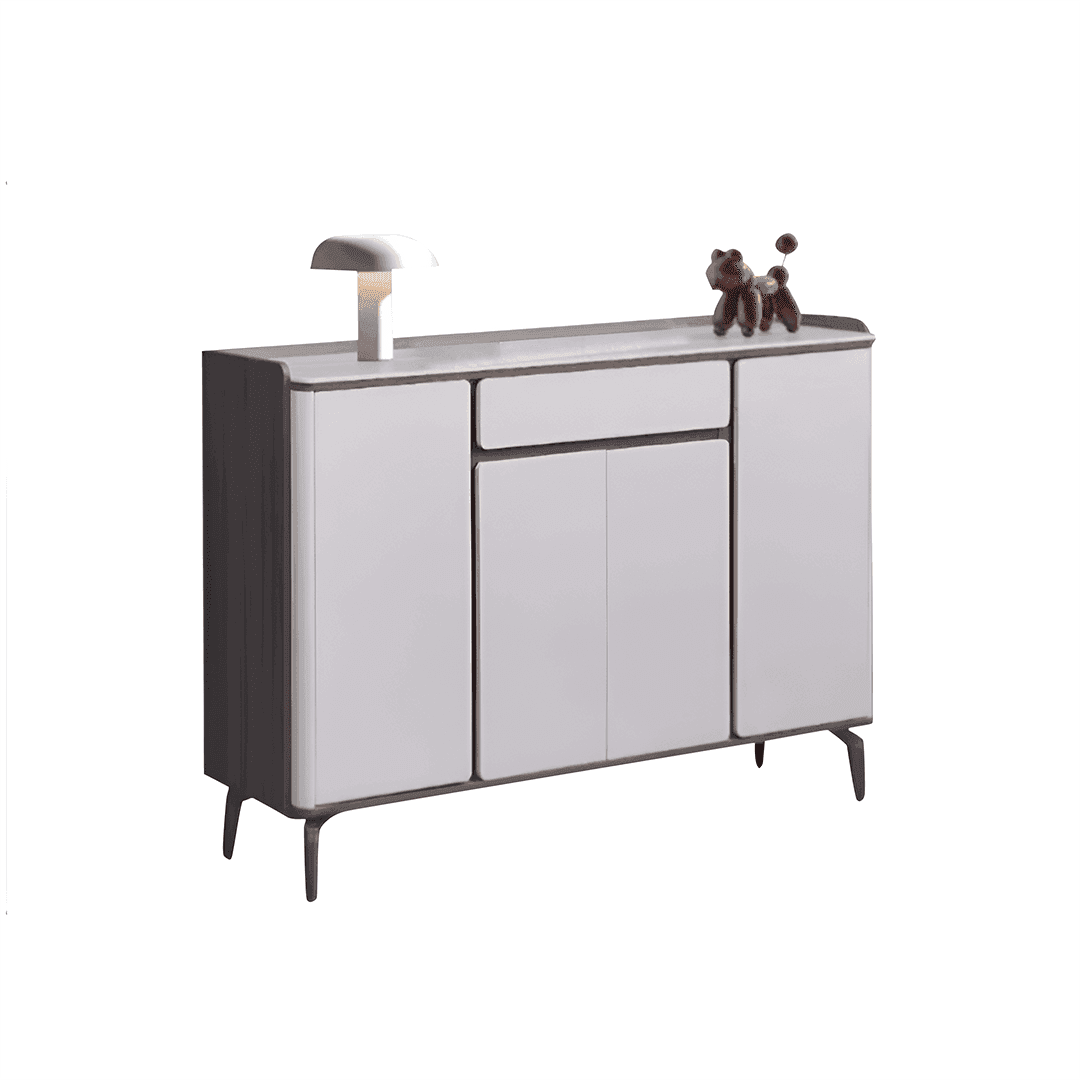 Jules 4 Door Shoe Cabinet with Sintered Stone Top - Modern Entryway Storage Organizer for Shoes, Boots & Accessories - Perfect for Hallway, Mudroom & Closet Organization
