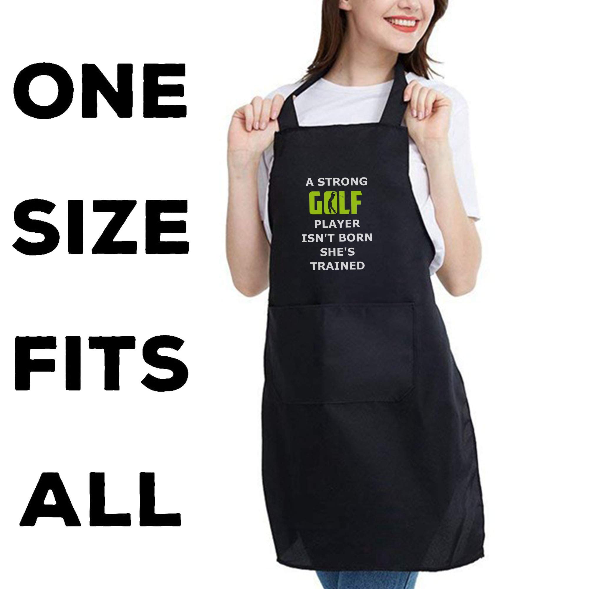 Premium Golf Apron for Men & Women - One Size Fits All - Motivational Golf Training Apron for Players & Coaches - Durable Black Golf Club Apron - Perfect for Driving Range, Golf Lessons & Home Kitchen Use
