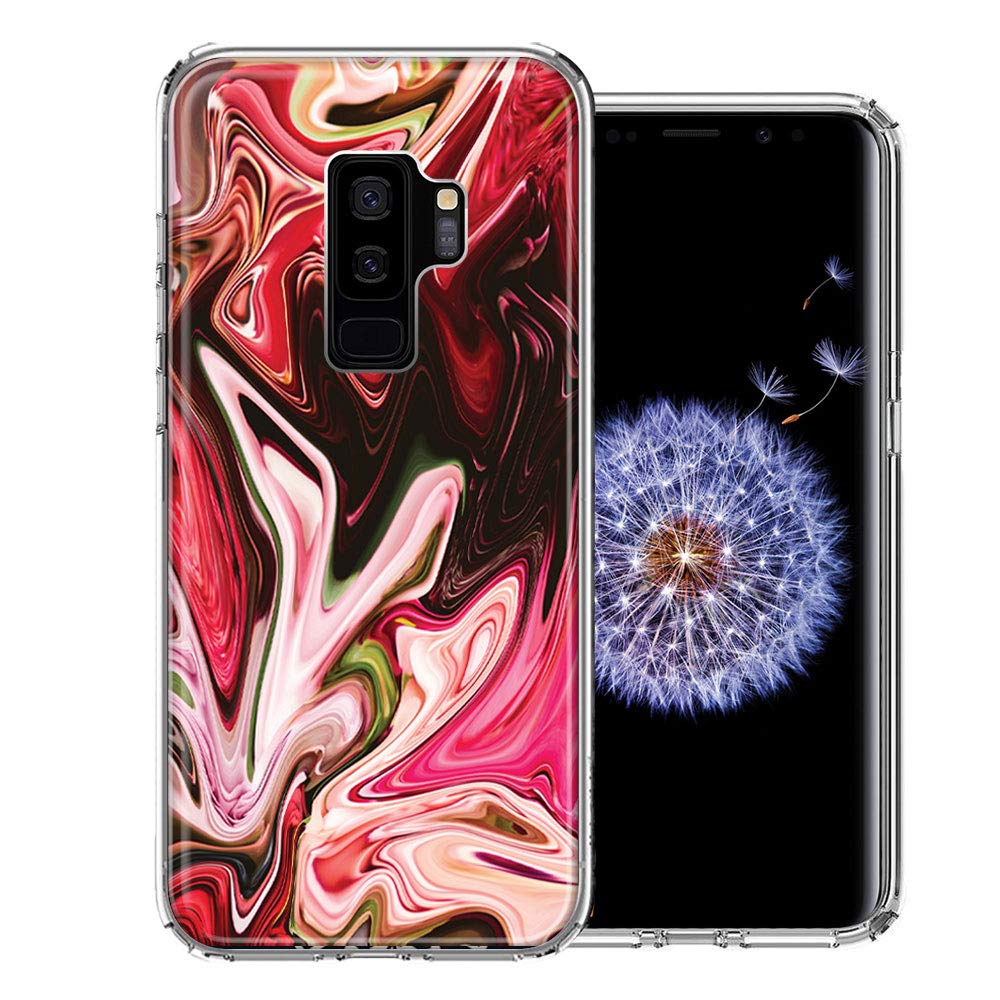 Samsung Galaxy S9 Plus Phone Case - Pink Abstract Design Double Layer Protective Cover for Women & Men | Shockproof Slim Fit Case for Everyday Use, Work & Travel